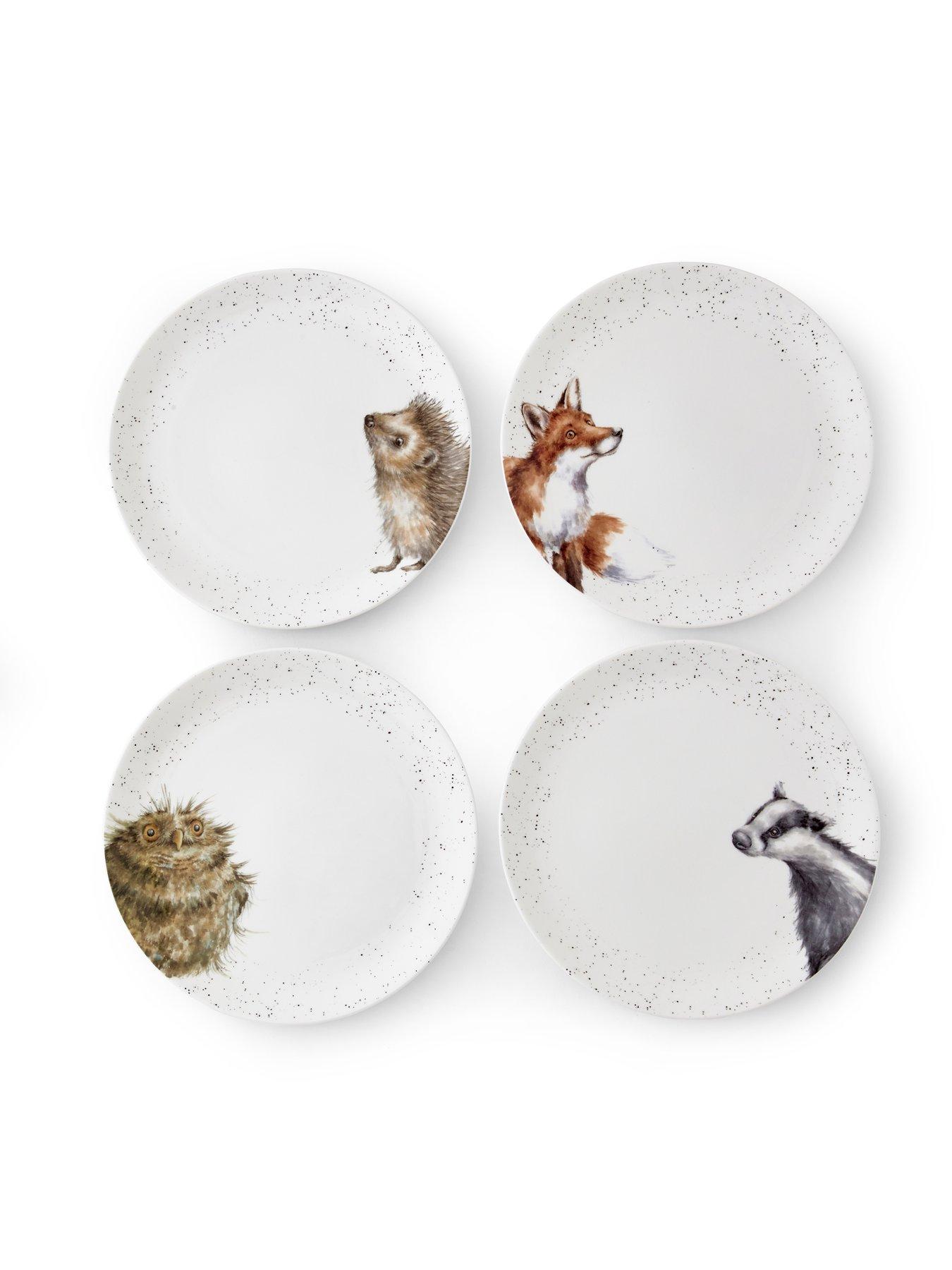 royal-worcester-set-of-4-coupe-dinner-plates-badger-hedgehog-fox-owlfront