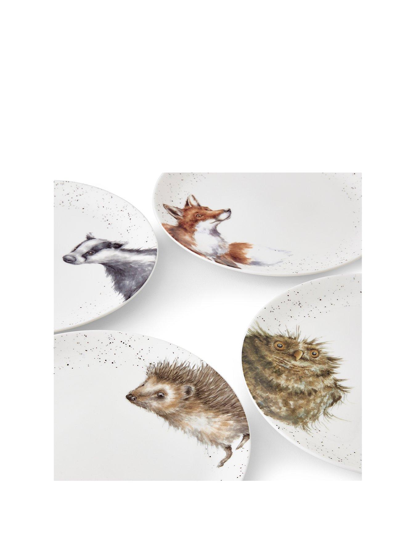 royal-worcester-set-of-4-coupe-dinner-plates-badger-hedgehog-fox-owlstillFront