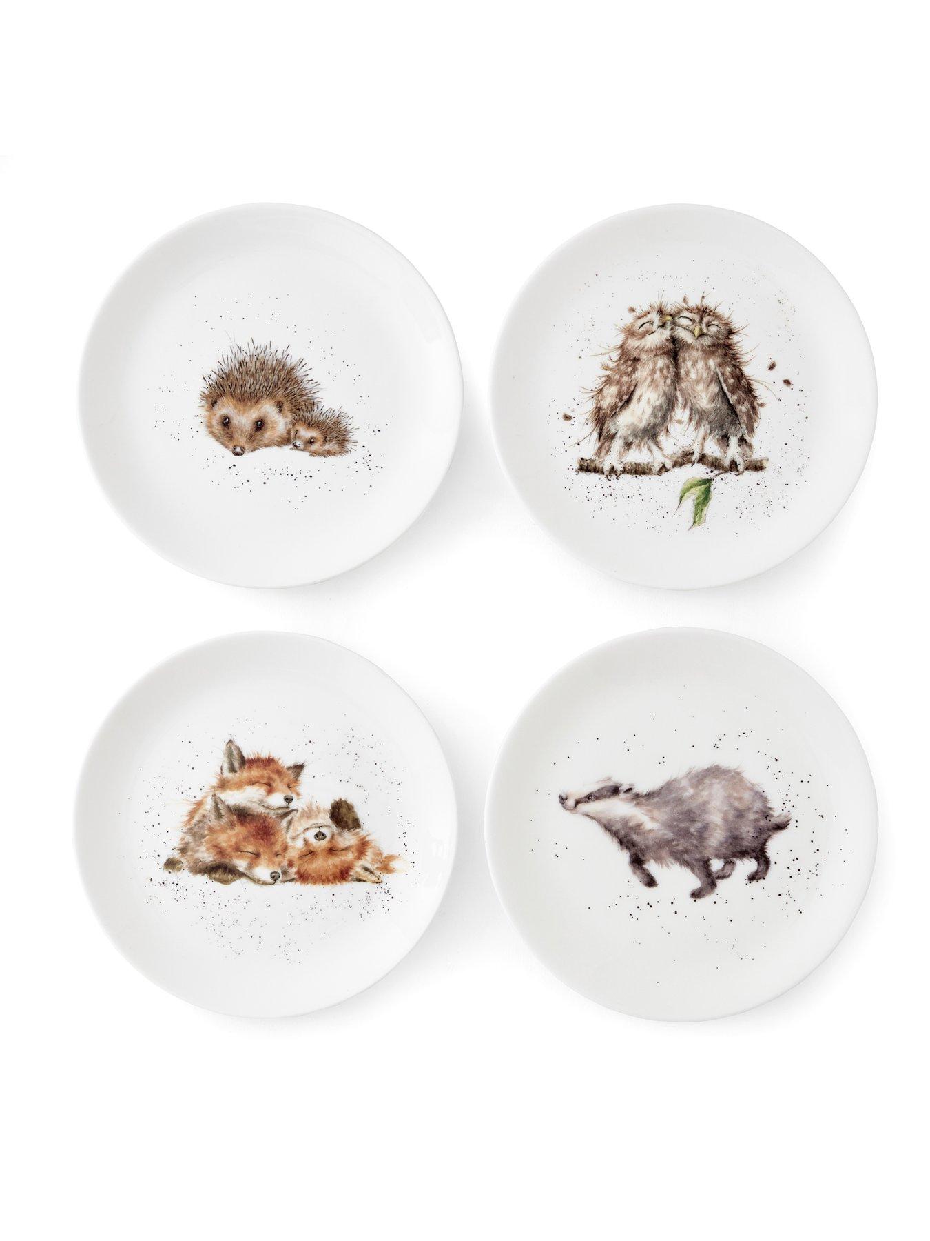 royal-worcester-set-of-4-coupe-side-plates-badger-hedgehog-fox-owl