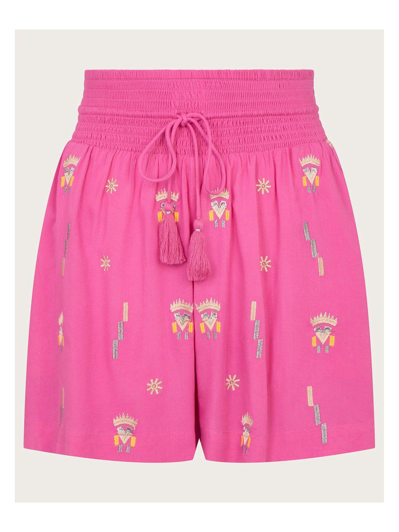 monsoon-kiran-emb-shorts-pinkdetail