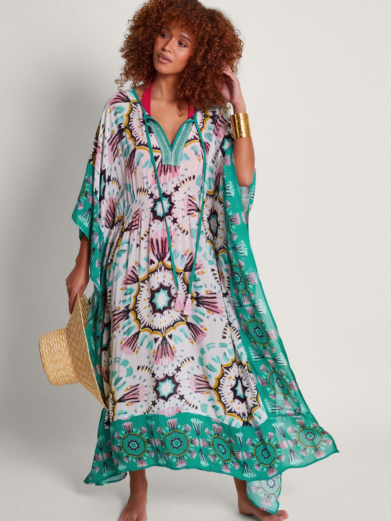 Image 1 of 5 of Monsoon Allegra Kaftan - White