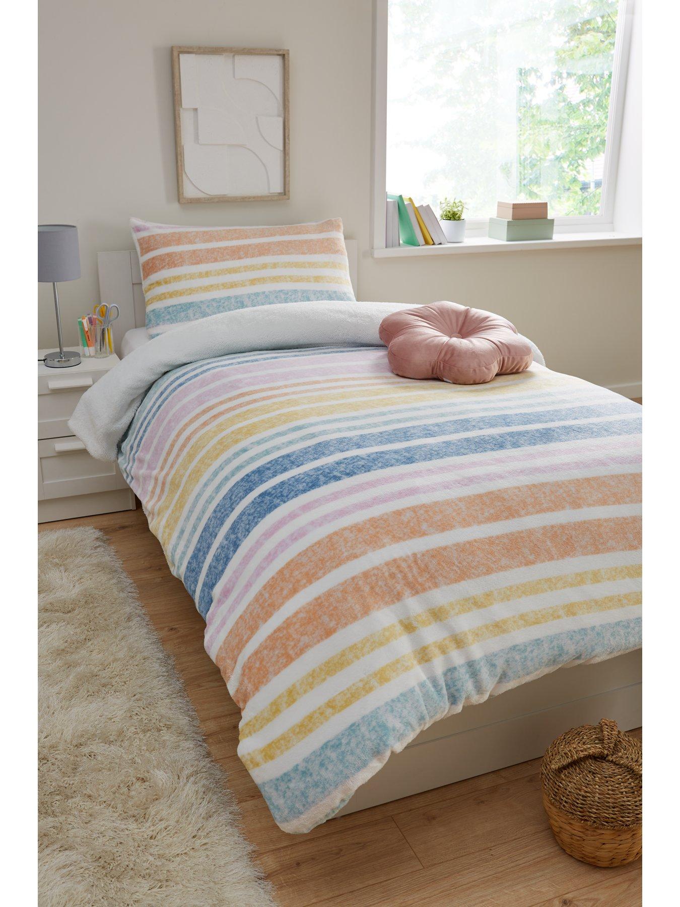 very-home-kids-cosy-rainbow-fleece-duvet-cover-set