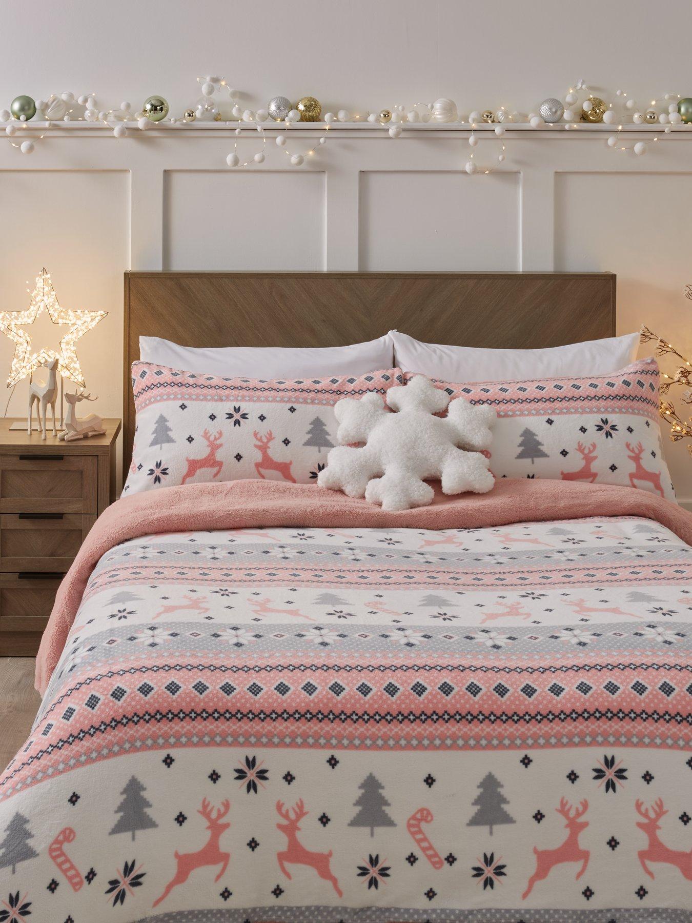 very-home-christmas-fairisle-blush-duvet-cover-set