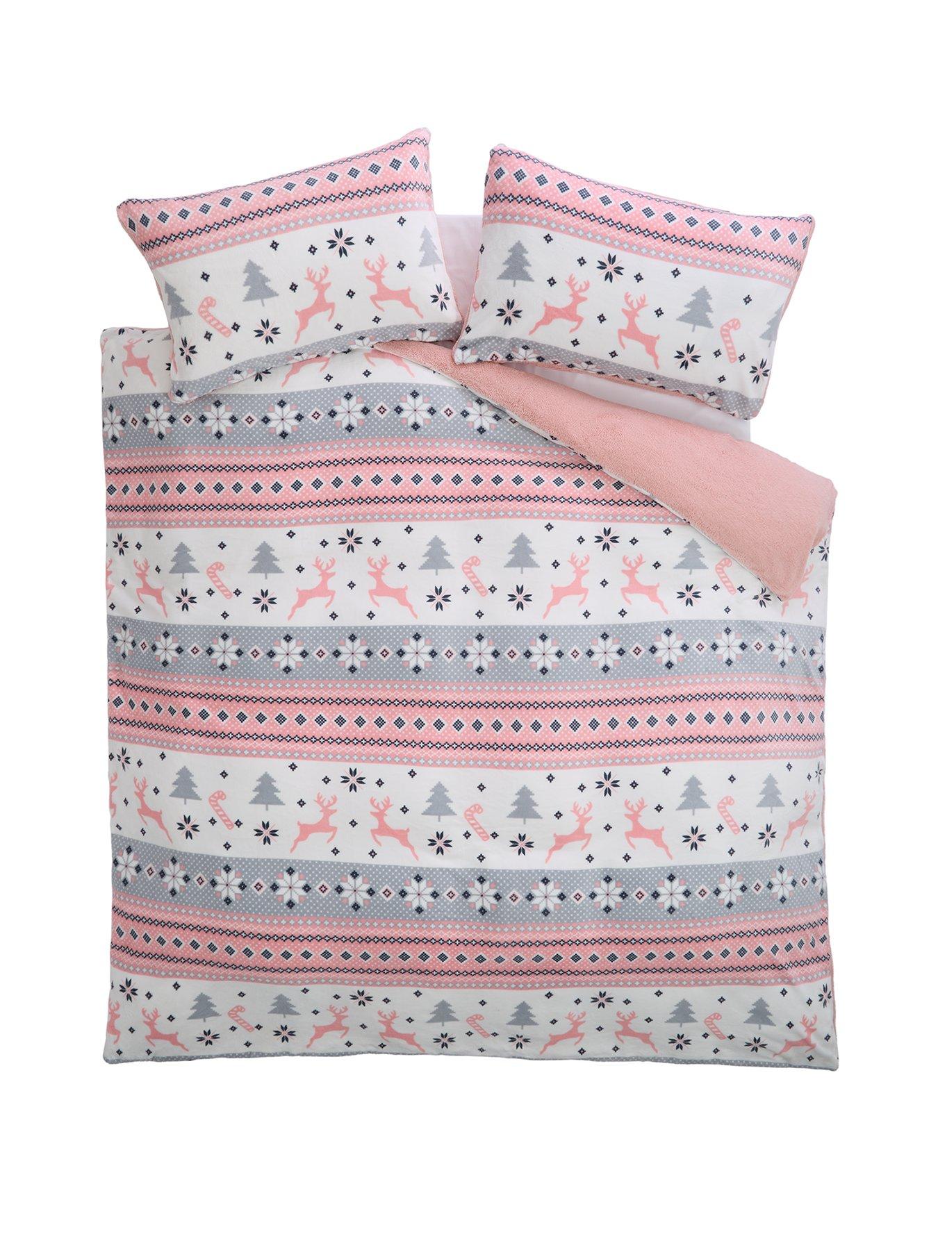 very-home-christmas-fairisle-blush-duvet-cover-setstillFront