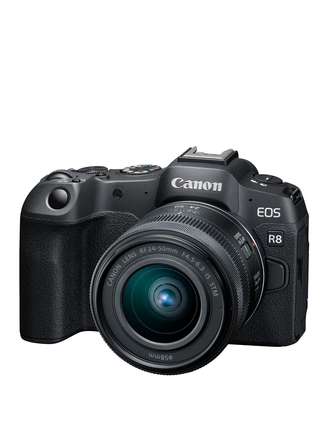 canon-eos-r8-full-frame-mirrorless-camera-with-rf-24-50mm-f45-63-is-stm-lens-2x-128gb-sd-cards-amp-neck-strapstillFront