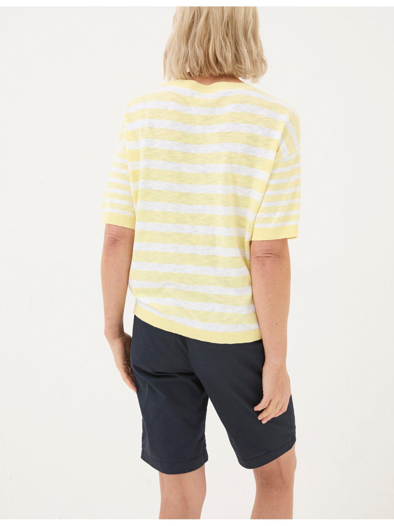 fatface-sorbet-linen-stripe-t-shirt-yellowstillFront