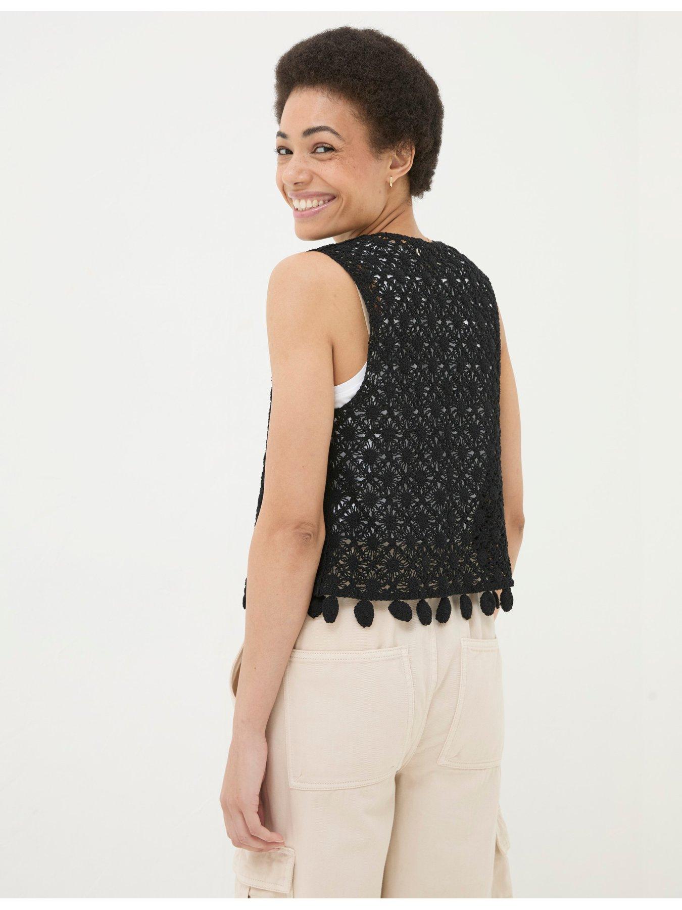 fatface-coin-trim-crochet-waistcoat-blackstillFront