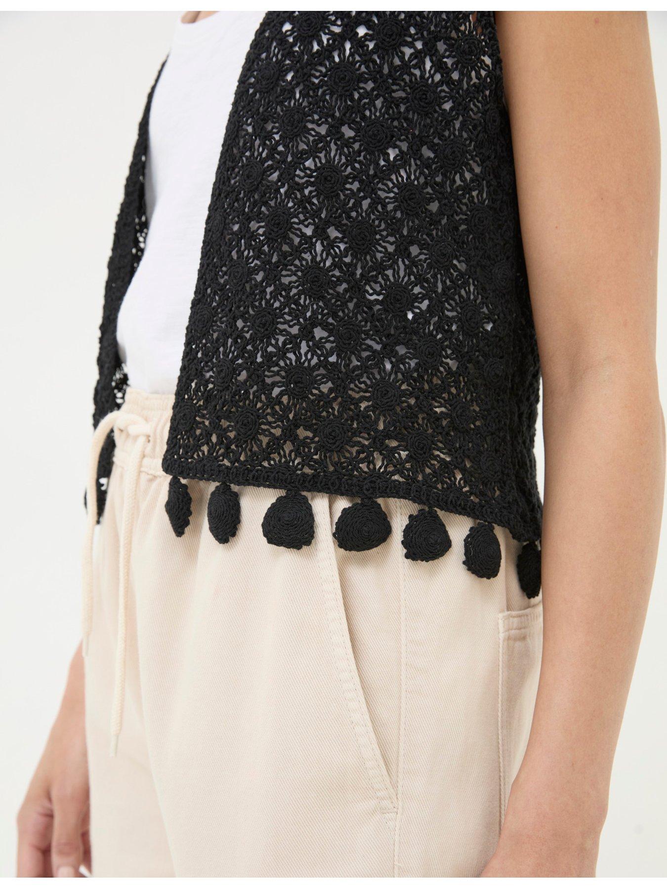 fatface-coin-trim-crochet-waistcoat-blackoutfit