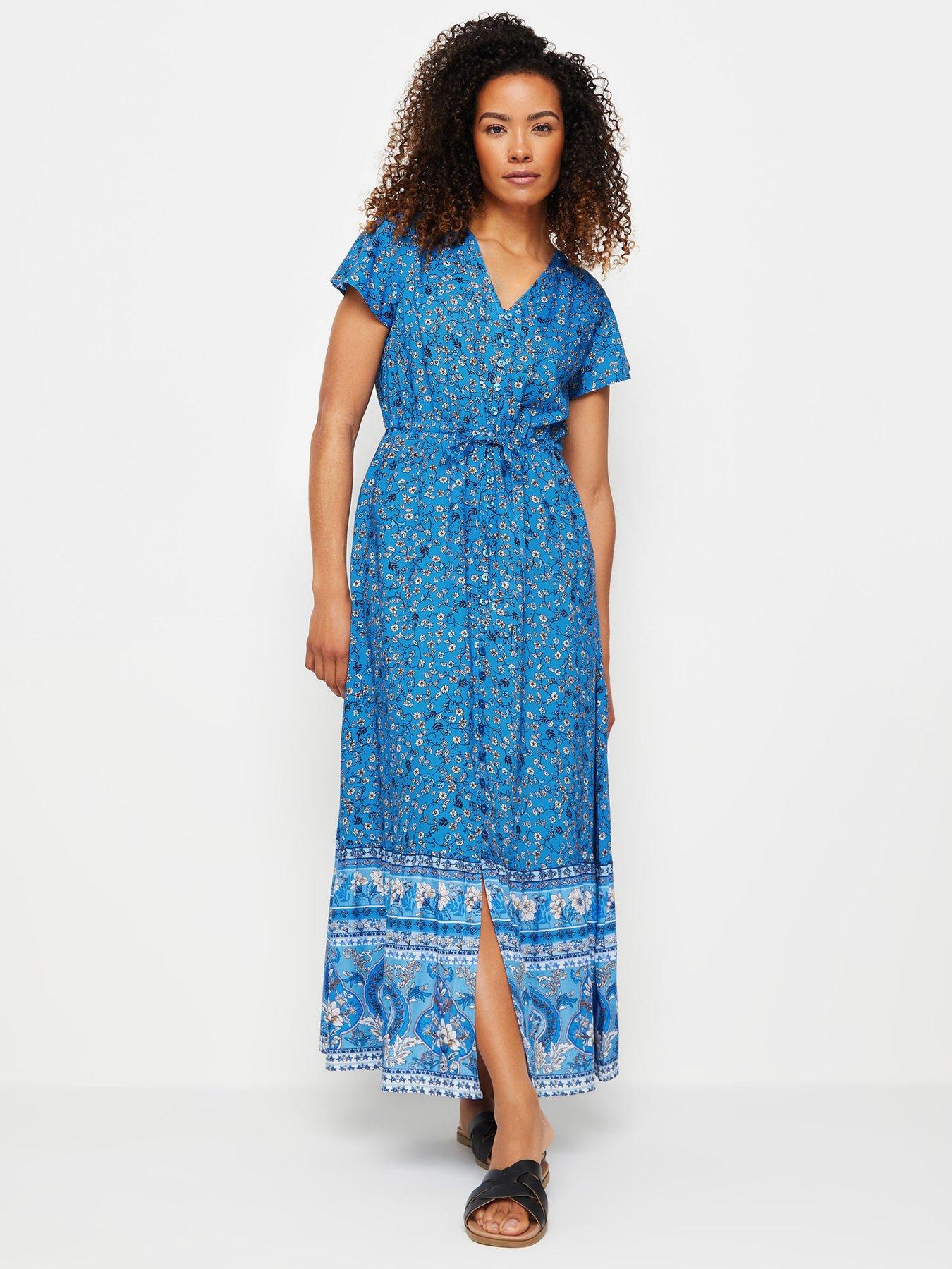 mco-blue-flower-print-with-border-hem-tiered-maxi-dress