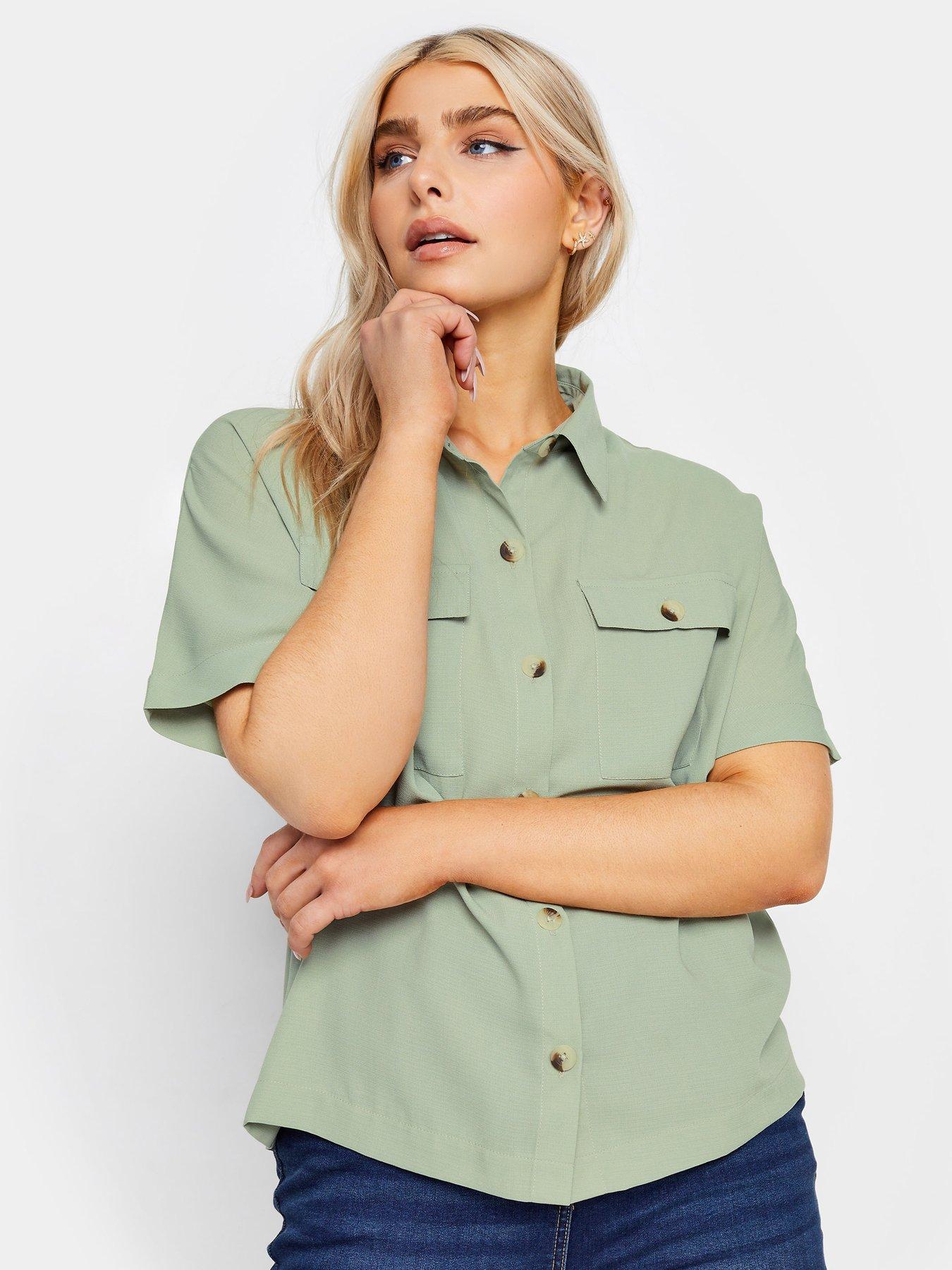 Image 1 of 4 of M&Co Sage Short Sleeve Utility Shirt