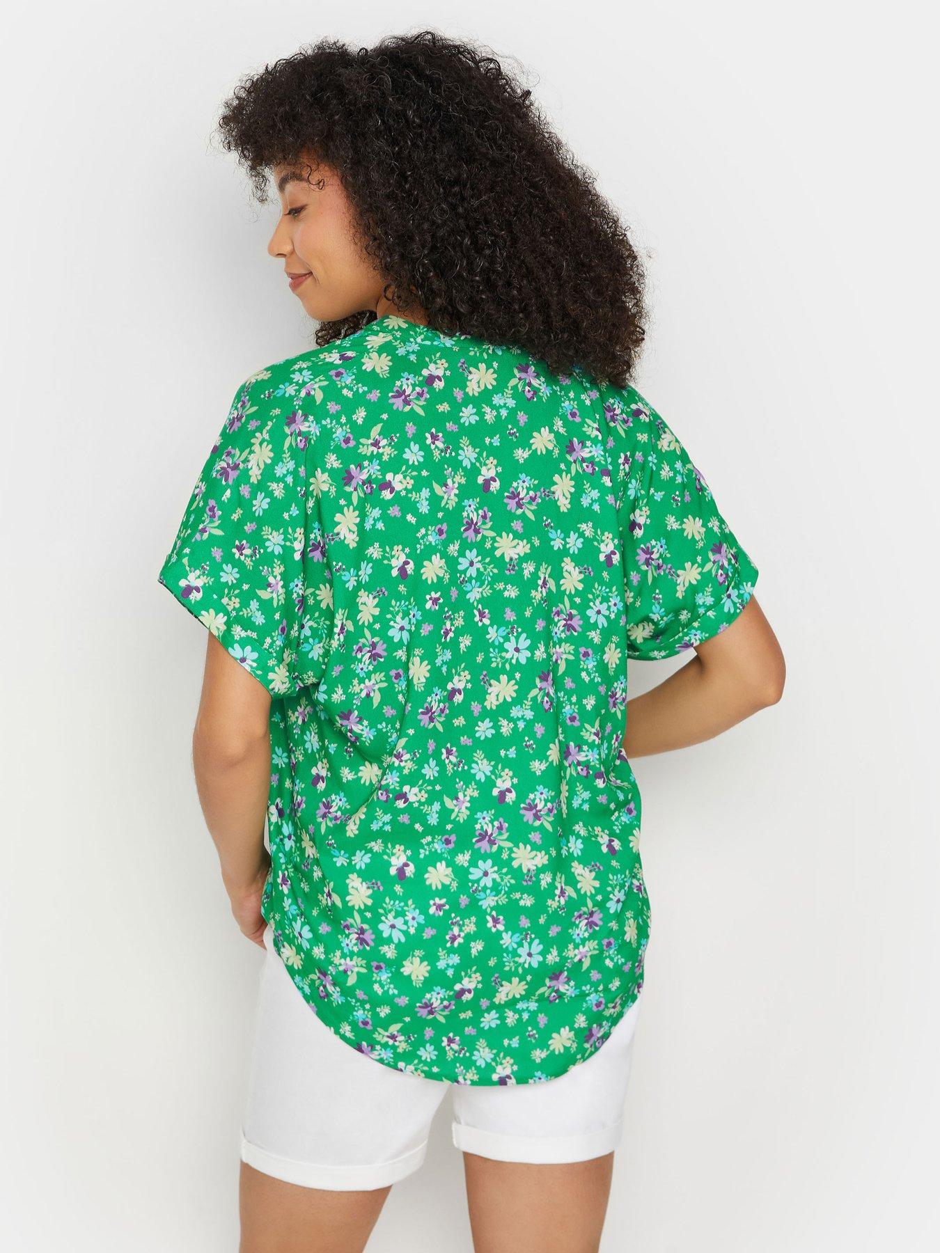 Image 2 of 4 of M&Co Green Meadow Button Through Short Sleeve Shirt