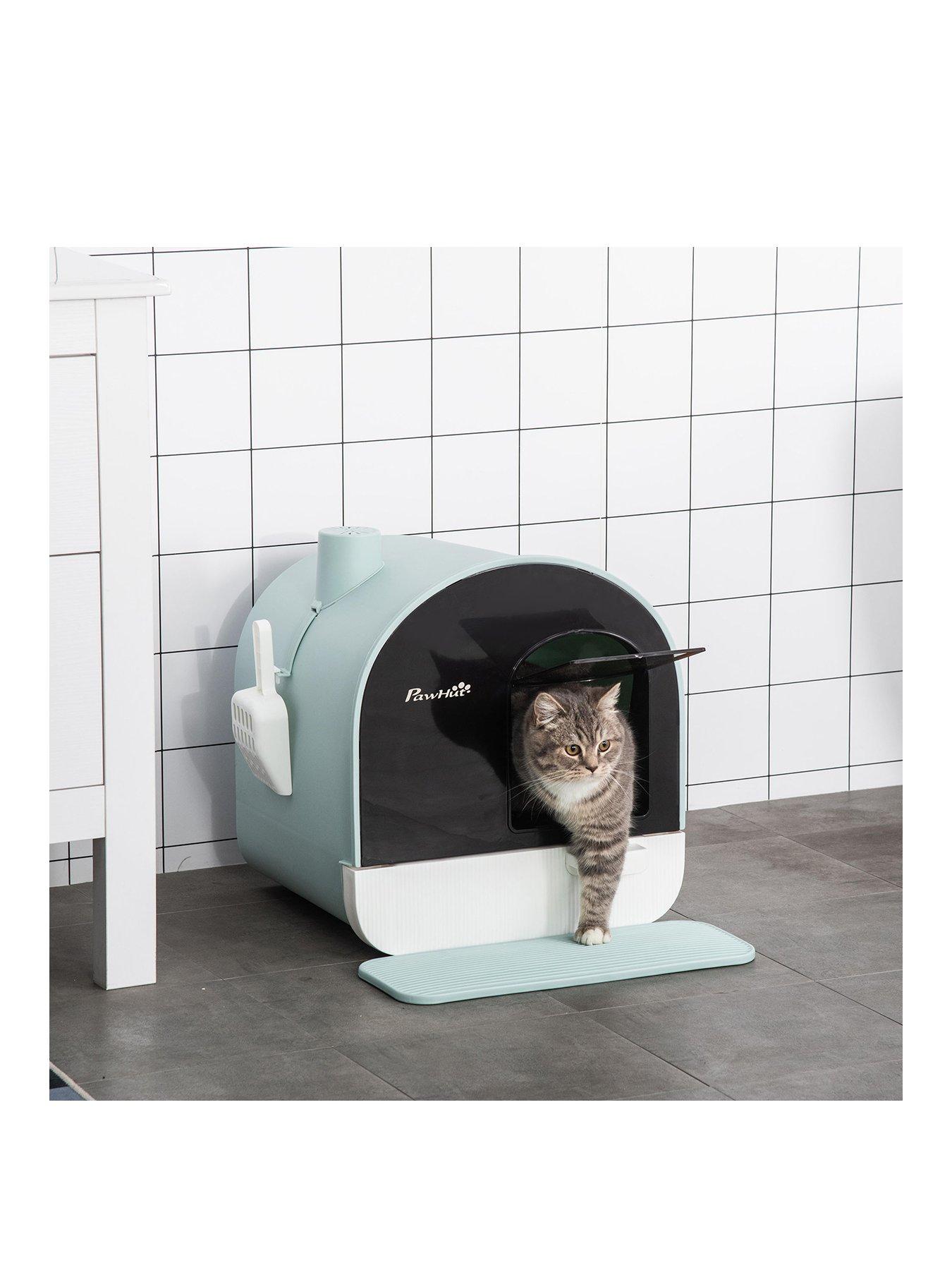 undefined Cat Litter Box with Hood Scoop Filter Flap Door, 43x44x47 cm, Green