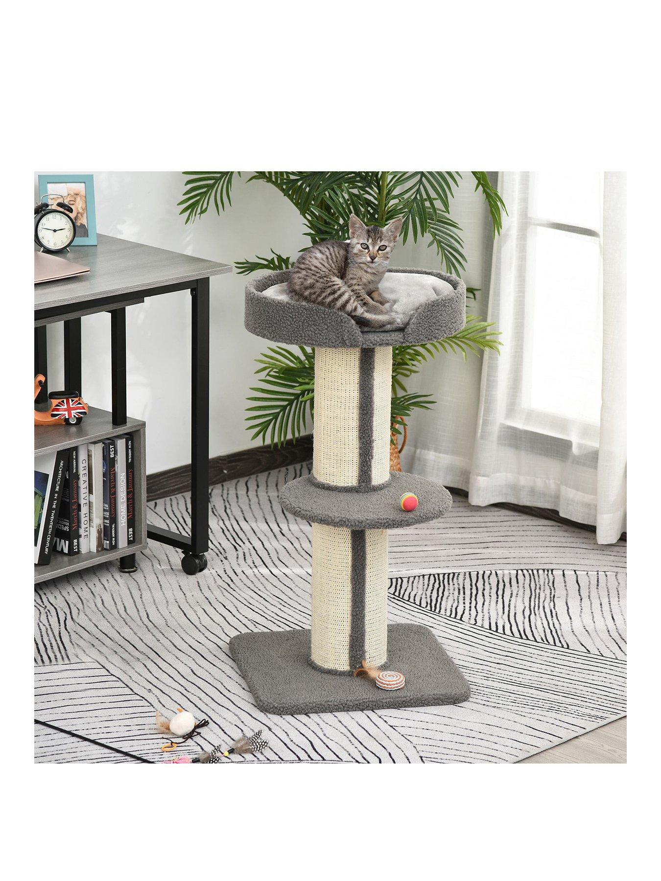 pawhut-91cm-cat-tree-with-sisal-scratching-post-grey