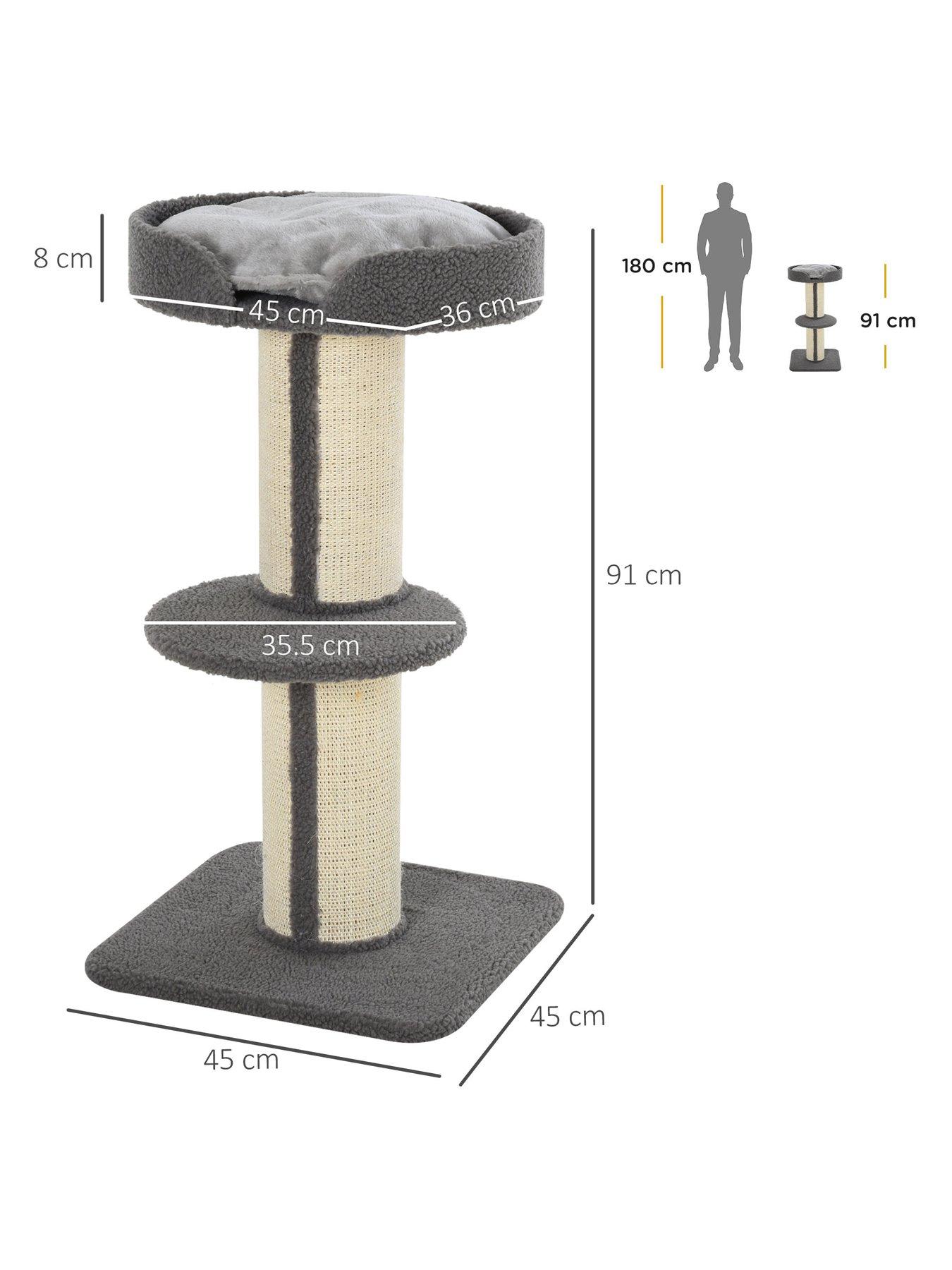 pawhut-91cm-cat-tree-with-sisal-scratching-post-greyoutfit
