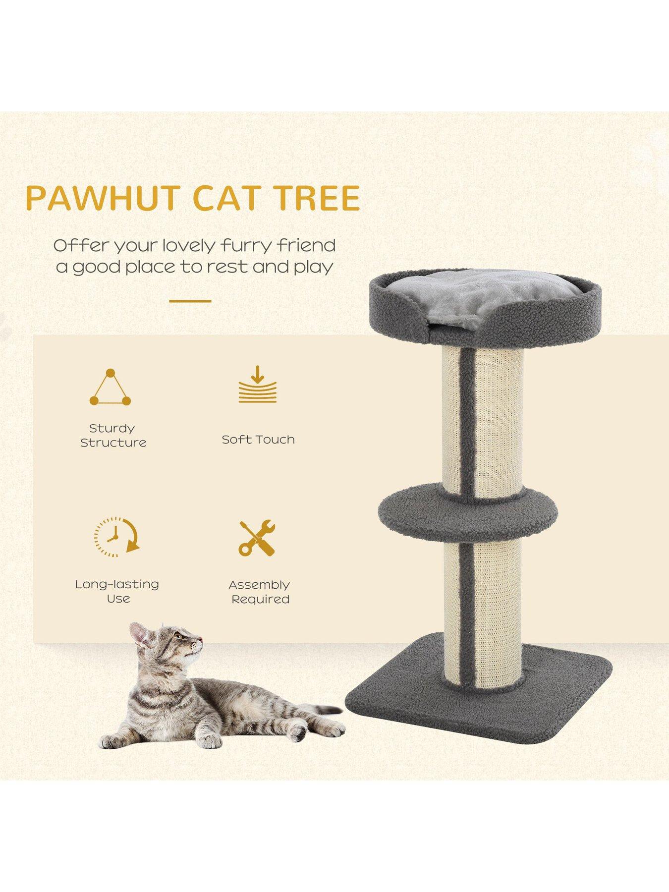 pawhut-91cm-cat-tree-with-sisal-scratching-post-greydetail