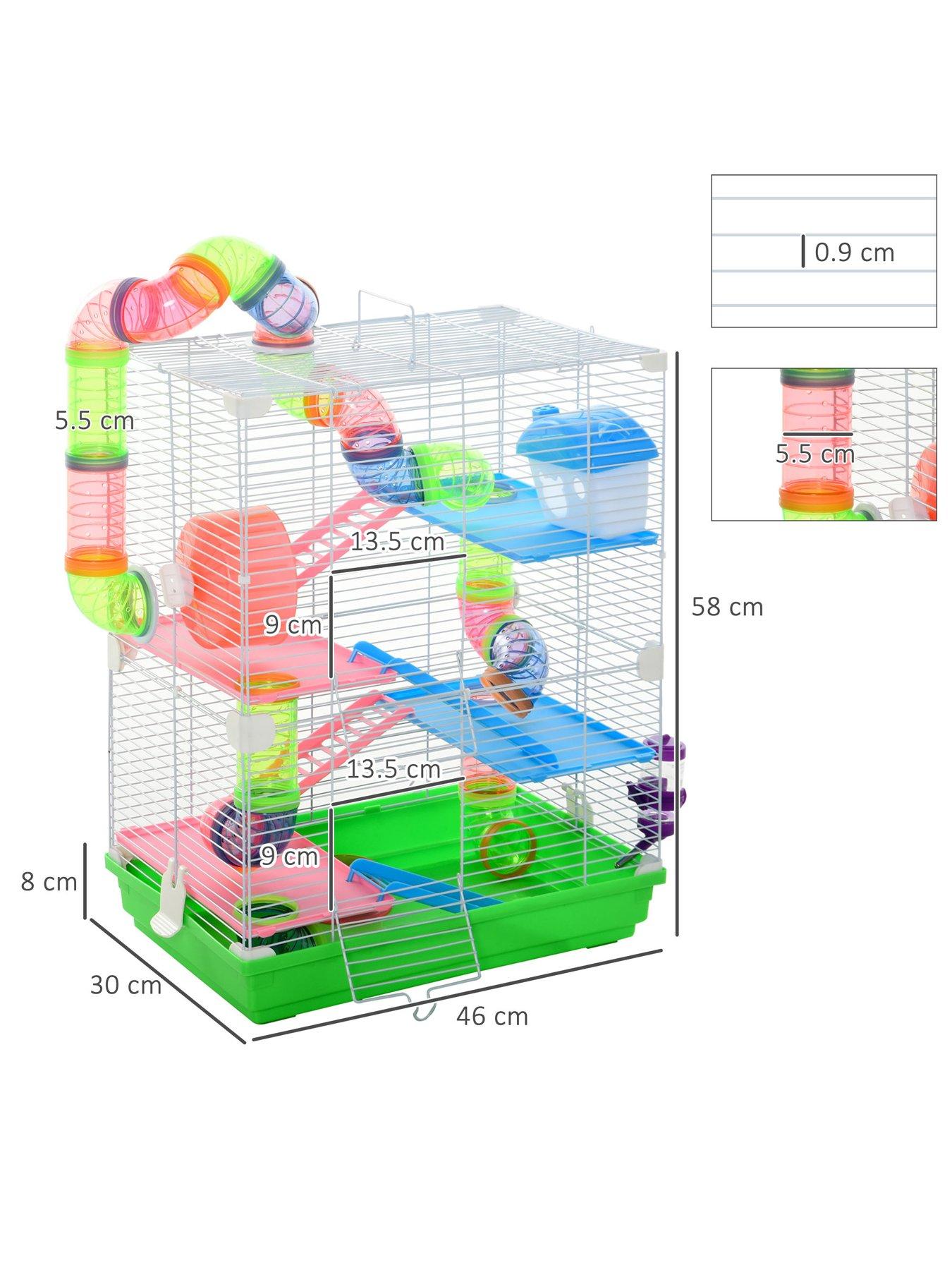 PawHut 5 Tier Hamster Cage Carrier Habitat Small Animal House with Exercise Wheels Tunnel Tube Water Bottle Dishes Very Ireland