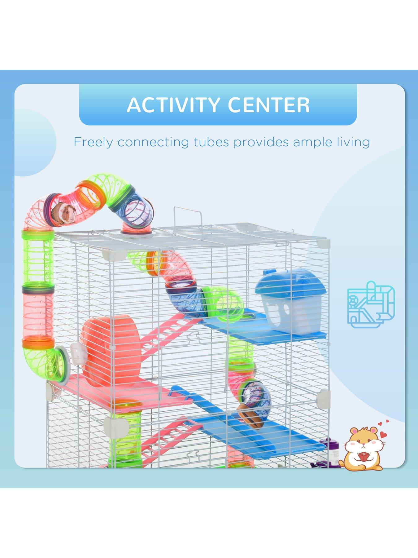 Image 4 of 6 of PawHut 5 Tier Hamster Cage Carrier Habitat Small Animal House with Exercise Wheels Tunnel Tube Water Bottle Dishes