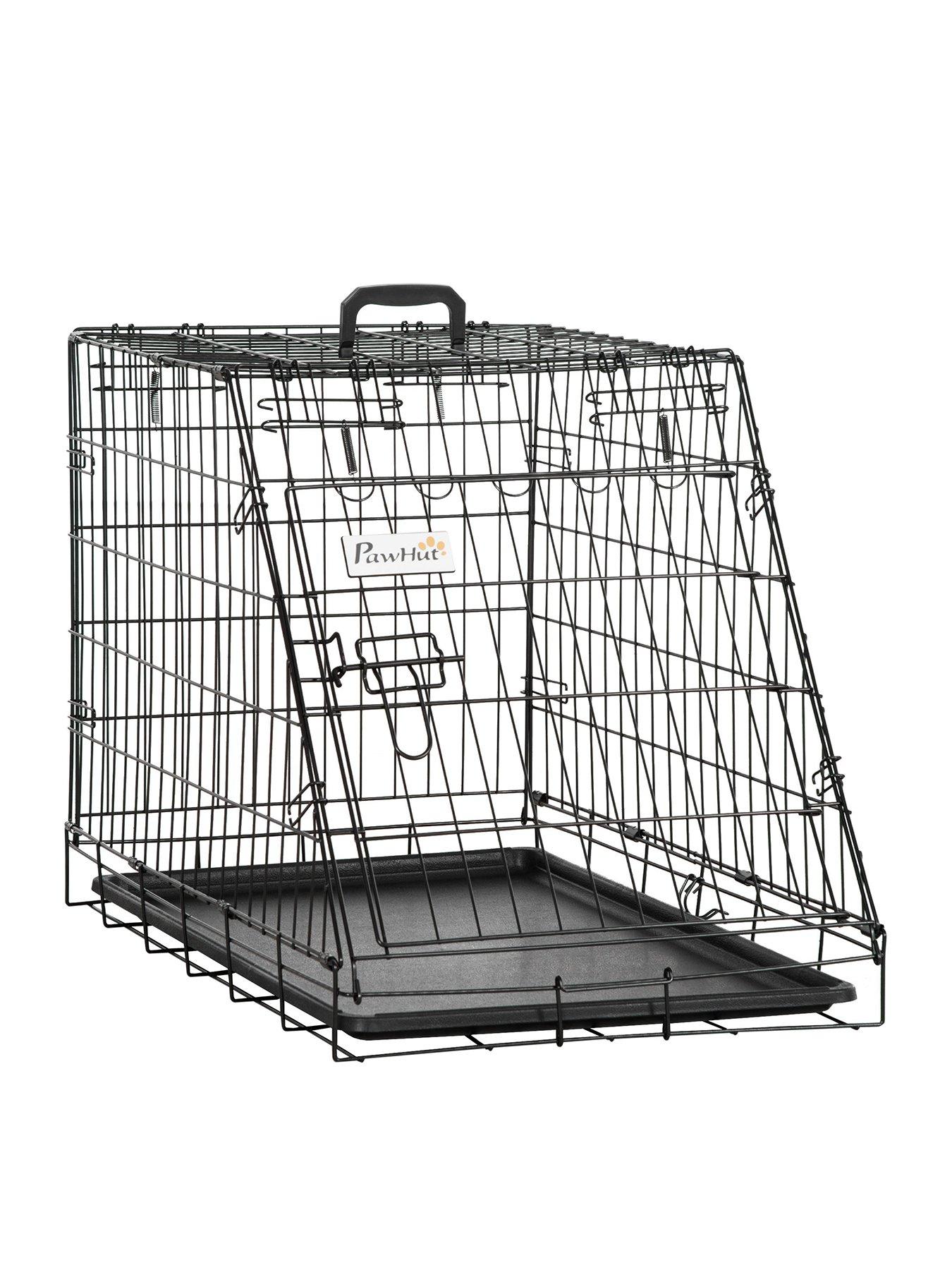 pawhut-metal-dog-car-cratefolding-pet-cage-for-small-dog-with-removable-tray-77-x-47-x-55cm