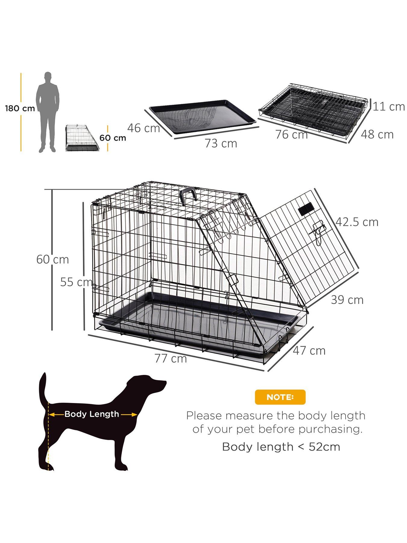 pawhut-metal-dog-car-cratefolding-pet-cage-for-small-dog-with-removable-tray-77-x-47-x-55cmoutfit