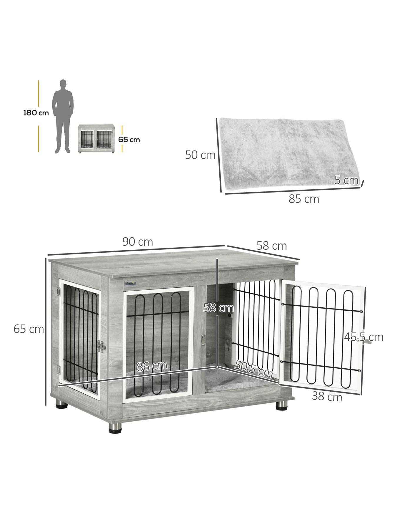 pawhut-dog-crate-furniture-side-end-table-with-soft-washable-cushion-greyoutfit