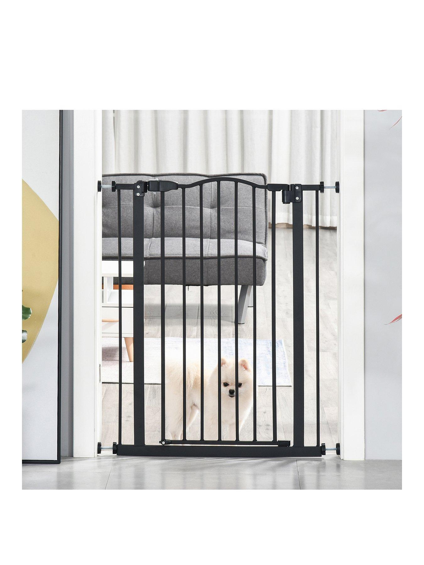 pawhut-dog-gate-pressure-fit-94cm-extra-tall-74-80cm-wide--blackstillFront