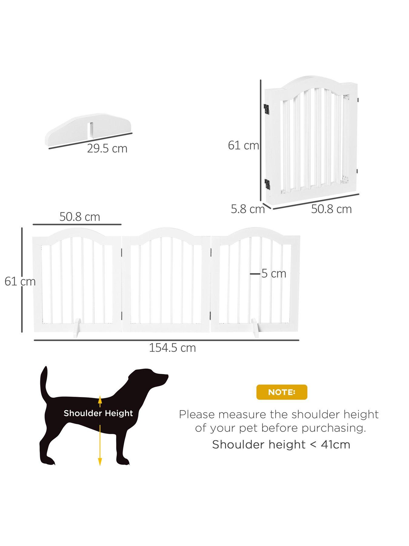 Image 3 of 6 of PawHut Freestanding Foldable Wooden Pet Gate - White
