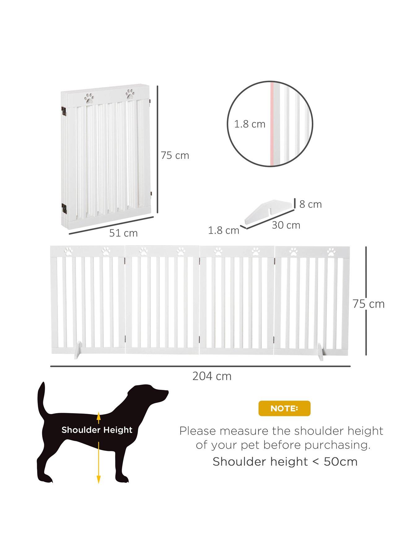 pawhut-freestanding-pet-gate-4-panel-dog-barrier-folding-safety-fence-with-support-feet--whiteoutfit