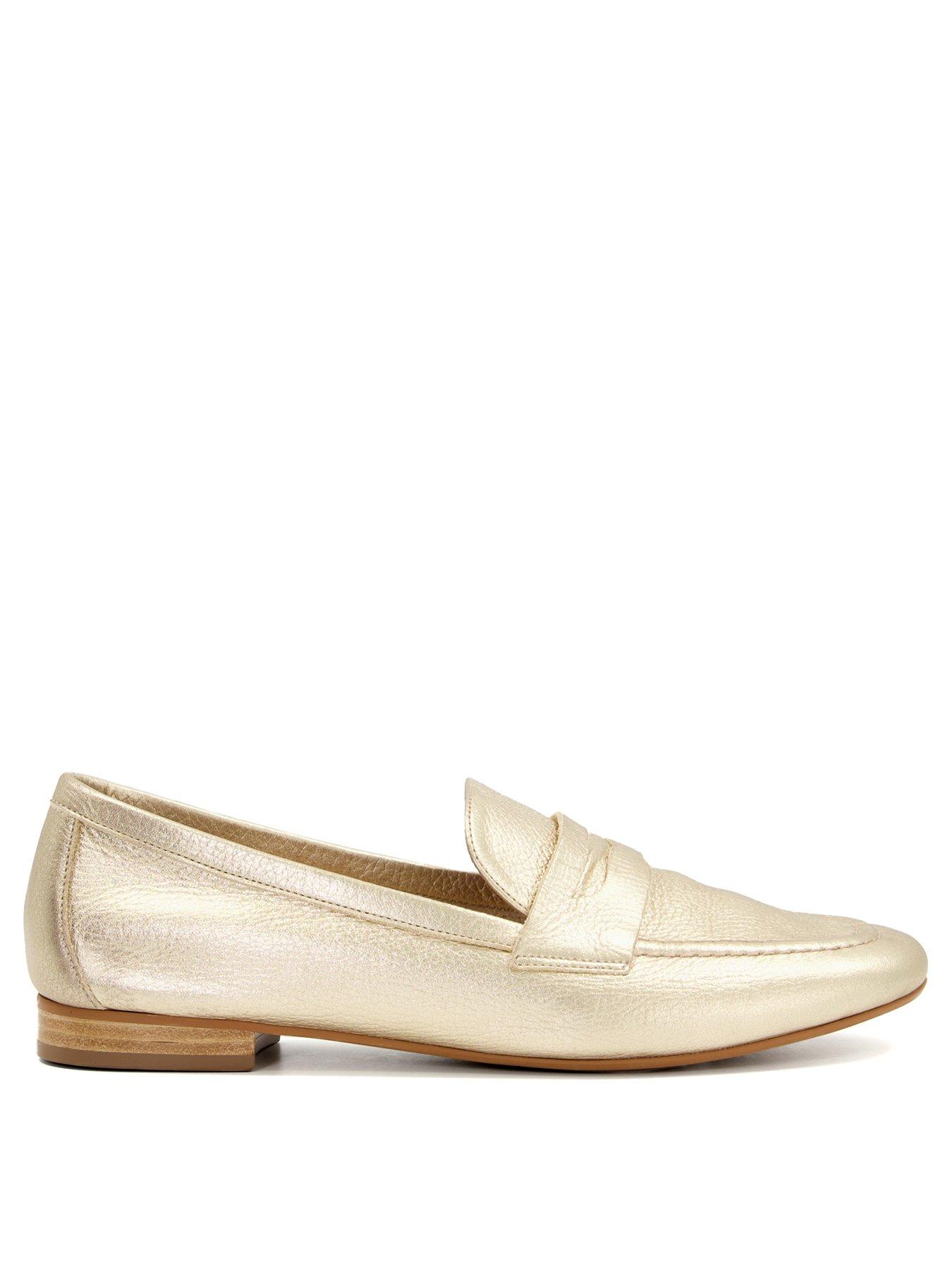 dune-london-gianetta-leather-loafers-goldstillFront