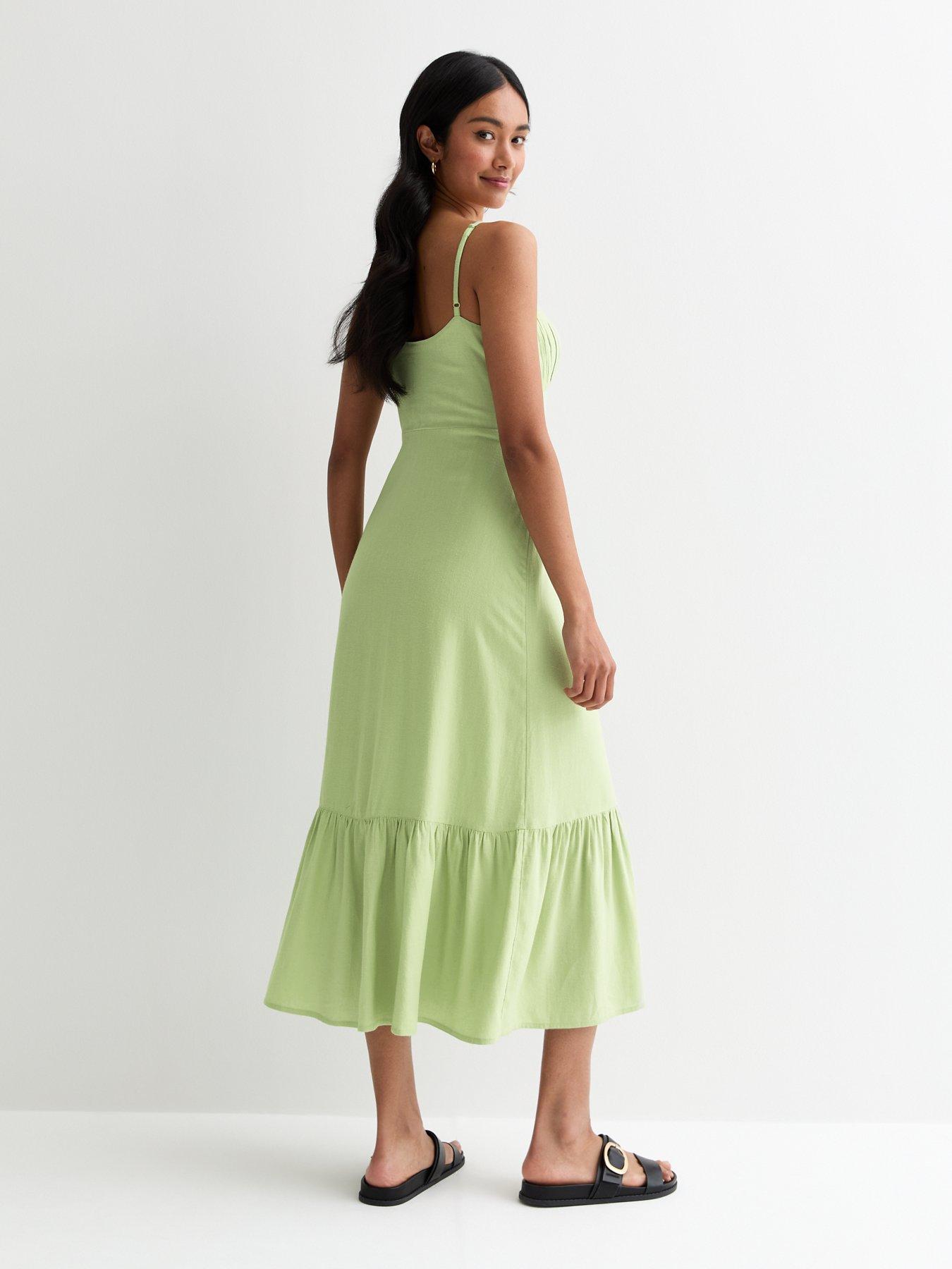 new-look-light-green-strappy-button-front-midi-dressstillFront