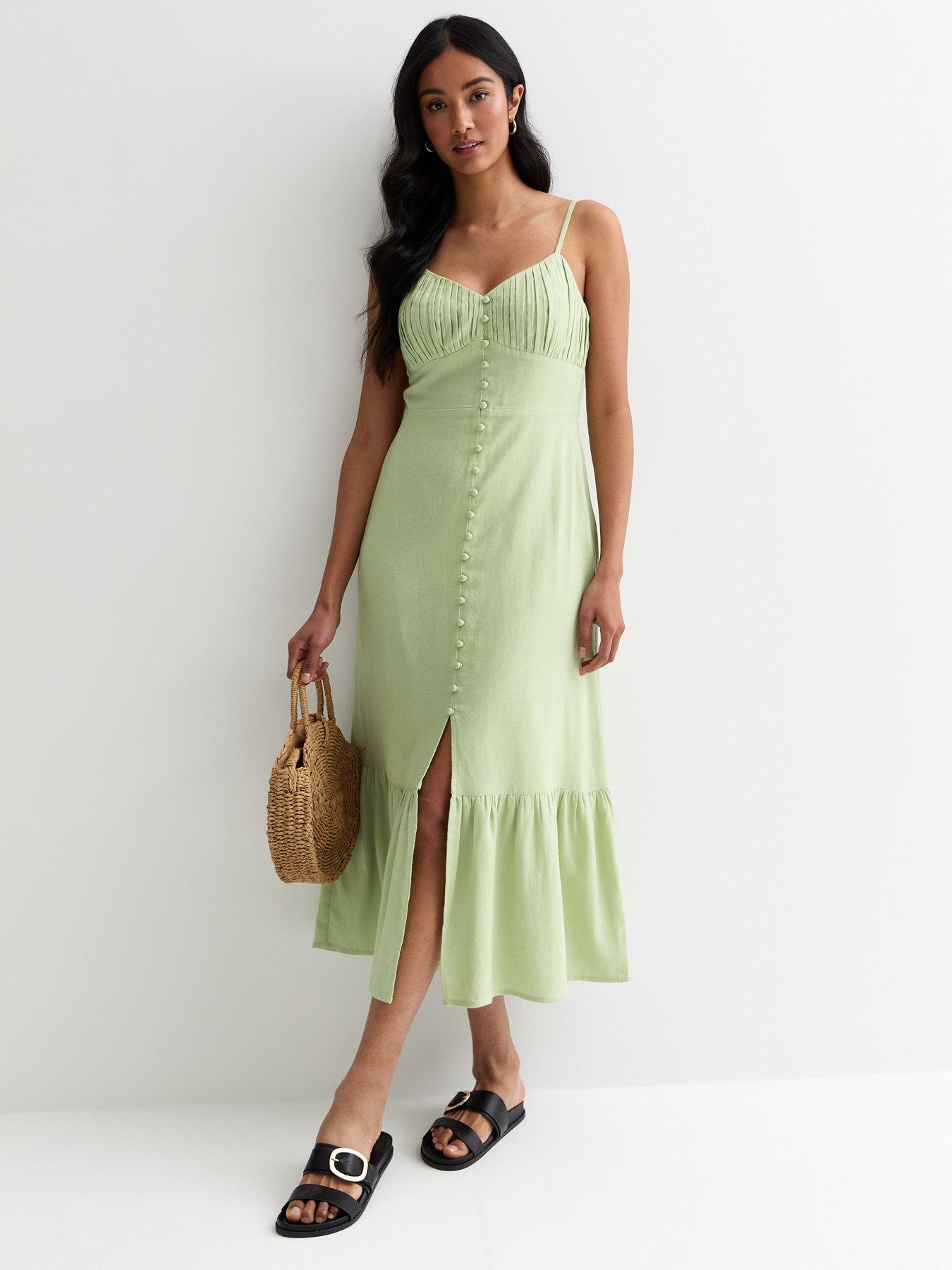 new-look-light-green-strappy-button-front-midi-dressback