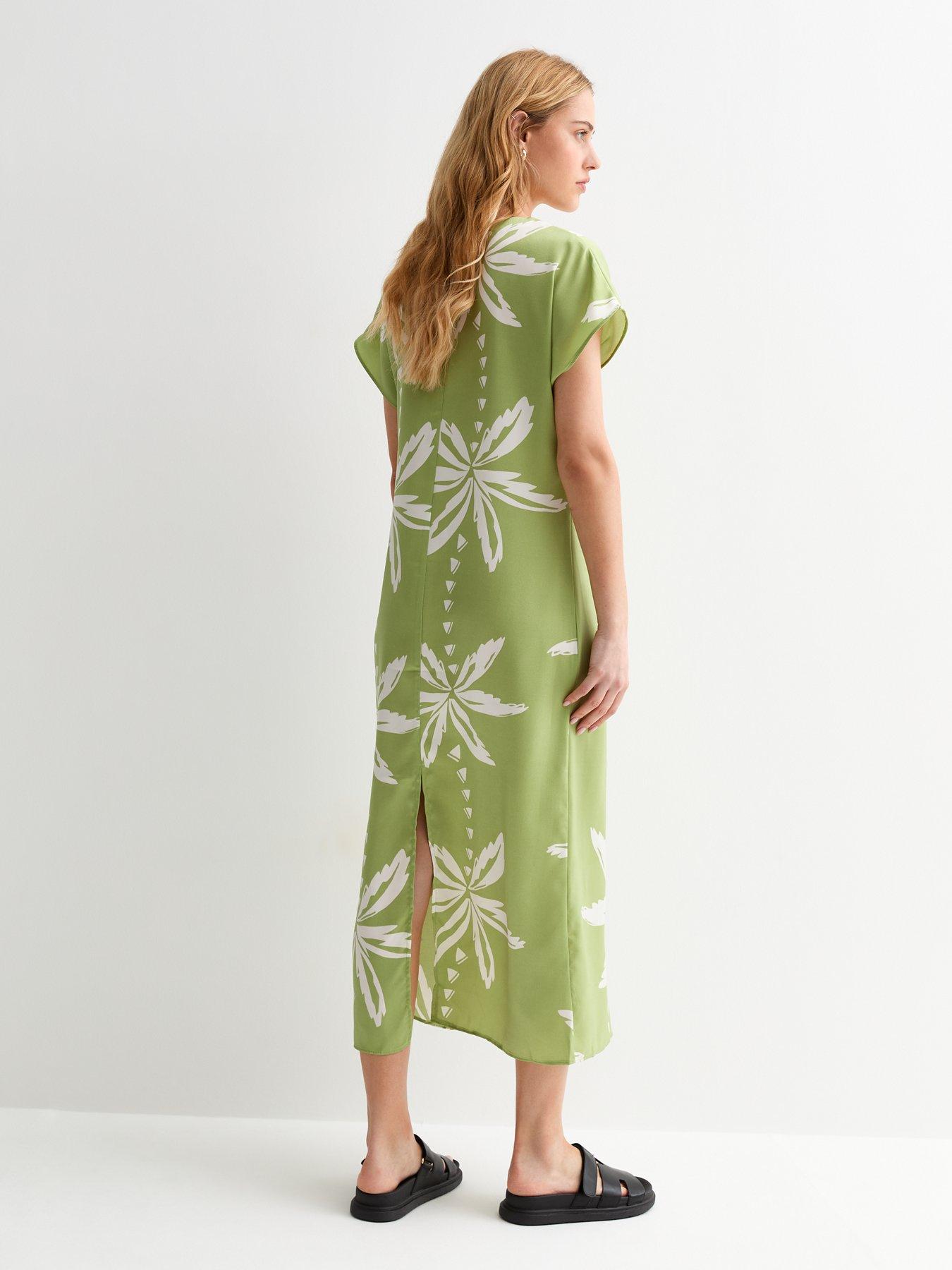 new-look-palm-print-crew-neck-midi-dress-greenstillFront