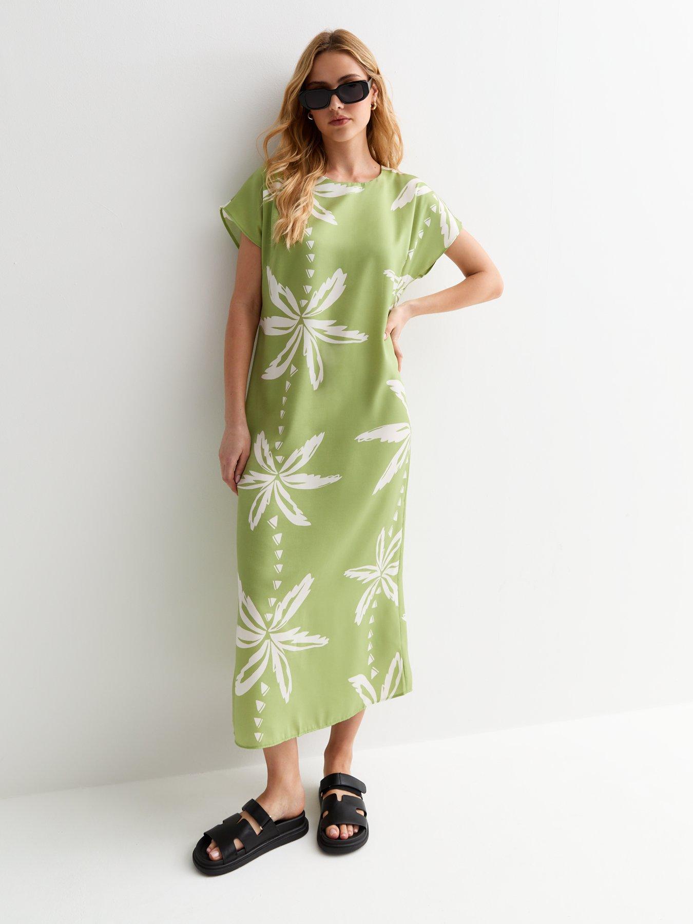 new-look-palm-print-crew-neck-midi-dress-greenback