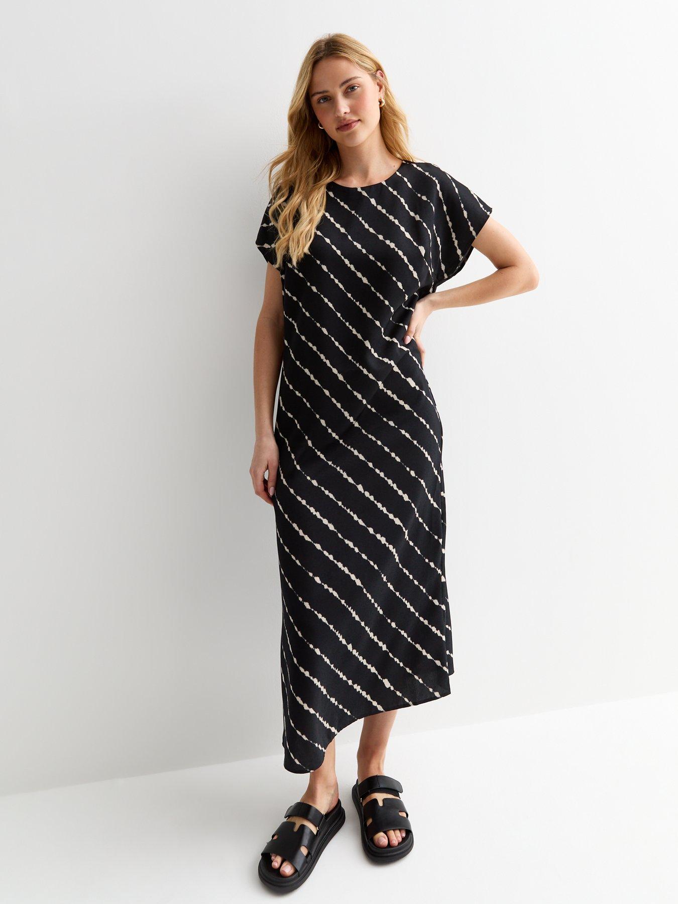 new-look-diagonal-stripe-midi-dress-black