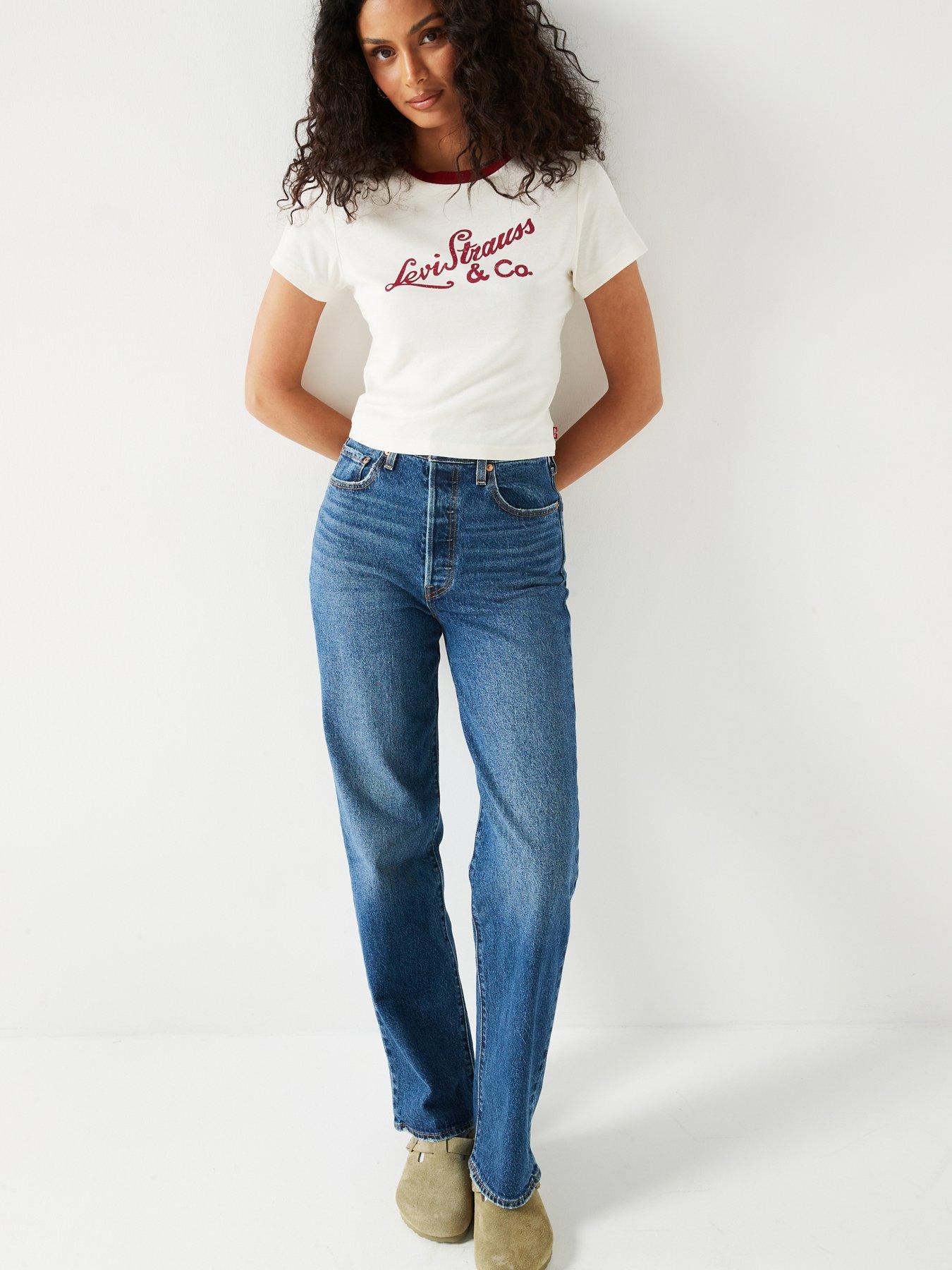 Image 1 of 6 of Levi's Ribcage Full-length Jeans - Valley View - Blue