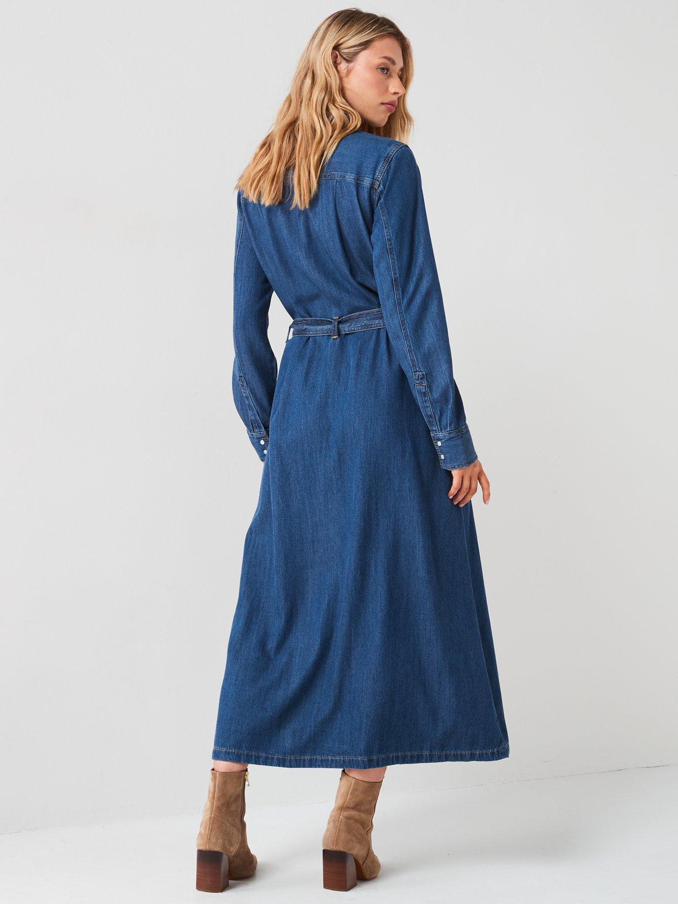 levis-quinney-denim-maxi-dress-gold-dust-west-bluestillFront