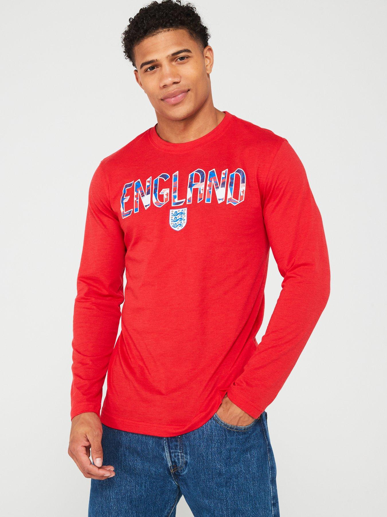 england-mens-wordmark-pattern-long-sleeve-graphic-t-shirt--red