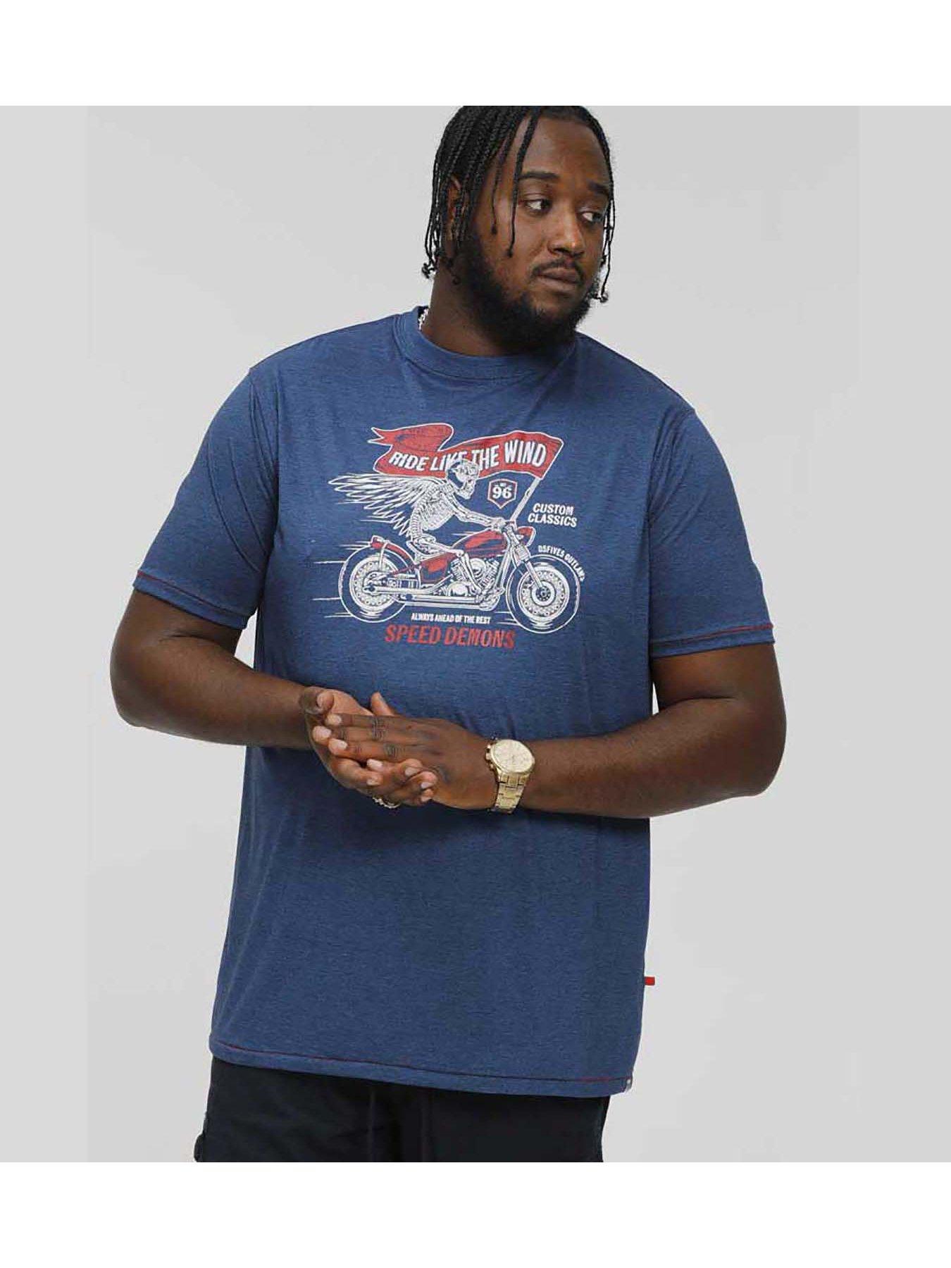 Image 4 of 5 of D555 Bradford Skeleton Printed T-Shirt - / Blue Twist - Navy