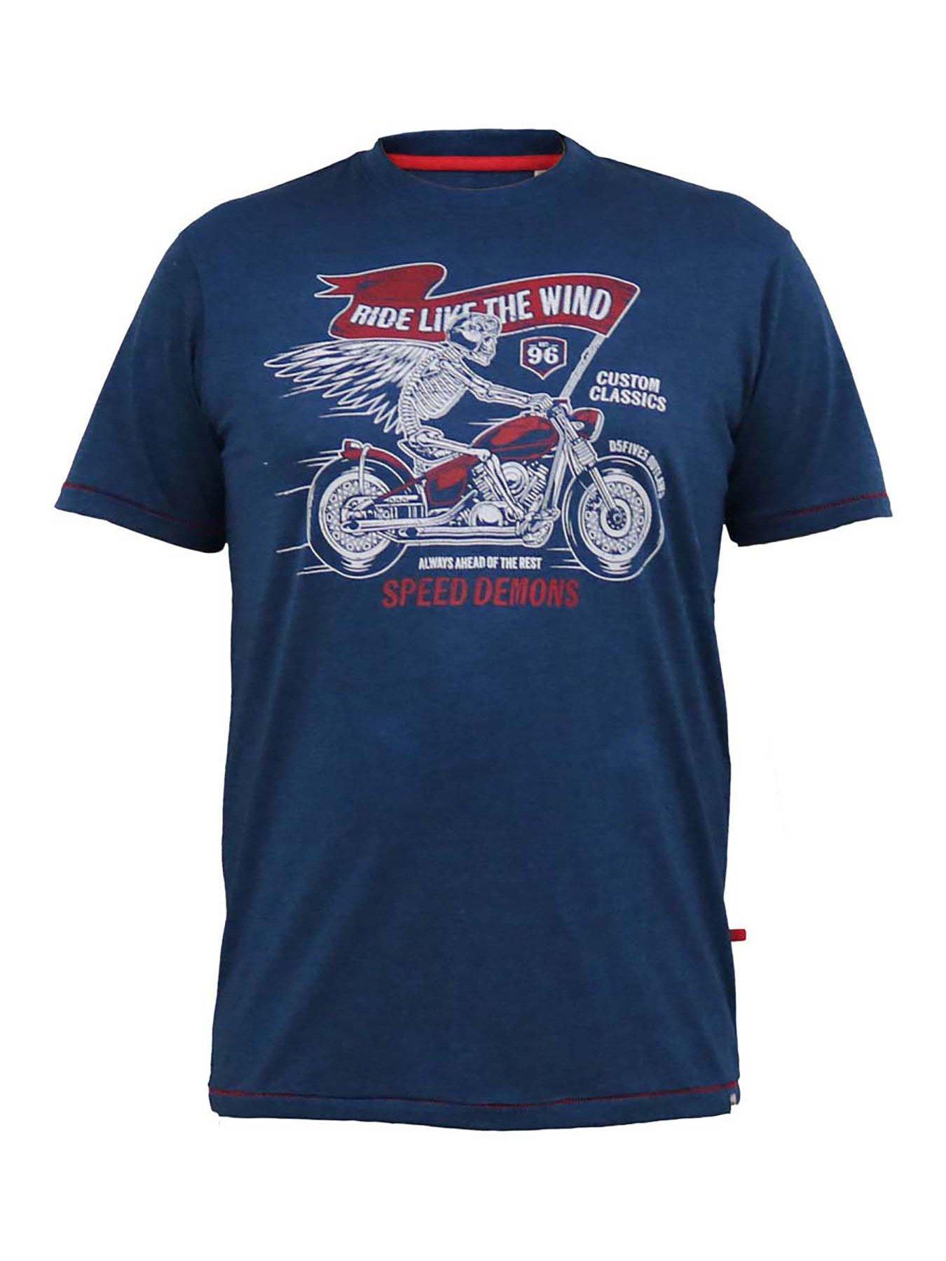 Image 5 of 5 of D555 Bradford Skeleton Printed T-Shirt - / Blue Twist - Navy