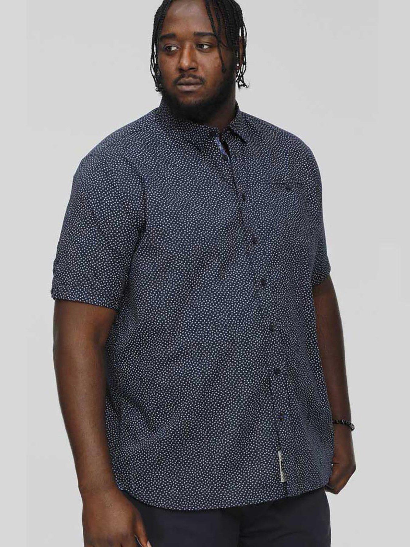 D555 D555 Brody Micro Print Short Sleeve Shirt -navy