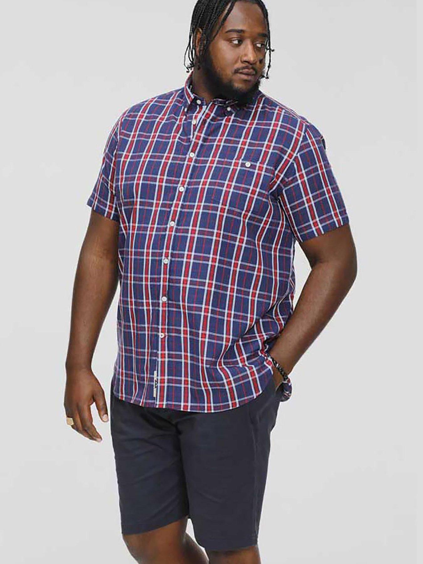 d555-d555-royston-checked-short-sleeve-shirt-navyred-checkback