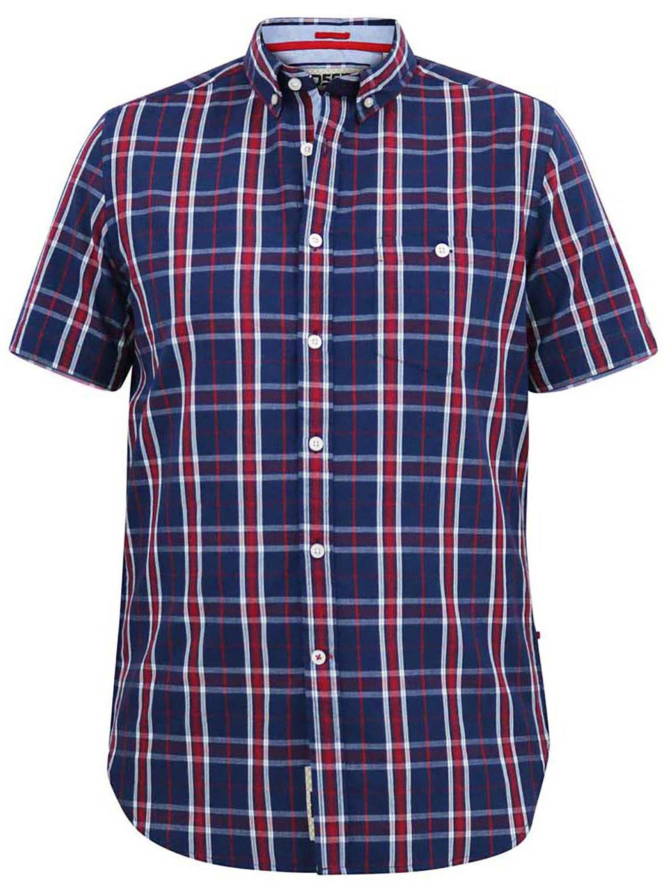 d555-d555-royston-checked-short-sleeve-shirt-navyred-checkoutfit