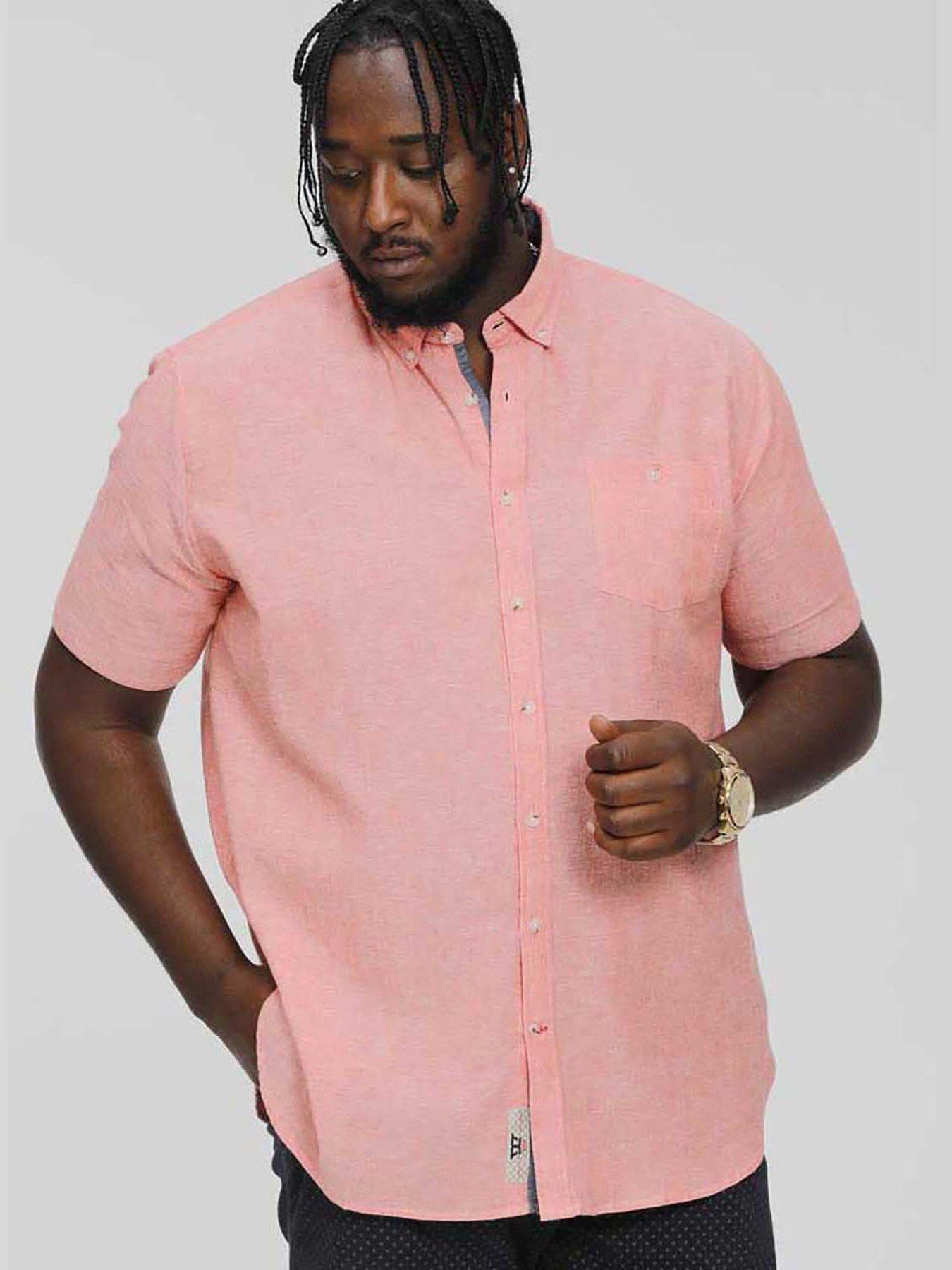 D555 D555 Hazelwood Linen Mix Short Sleeved Shirt - Salmon