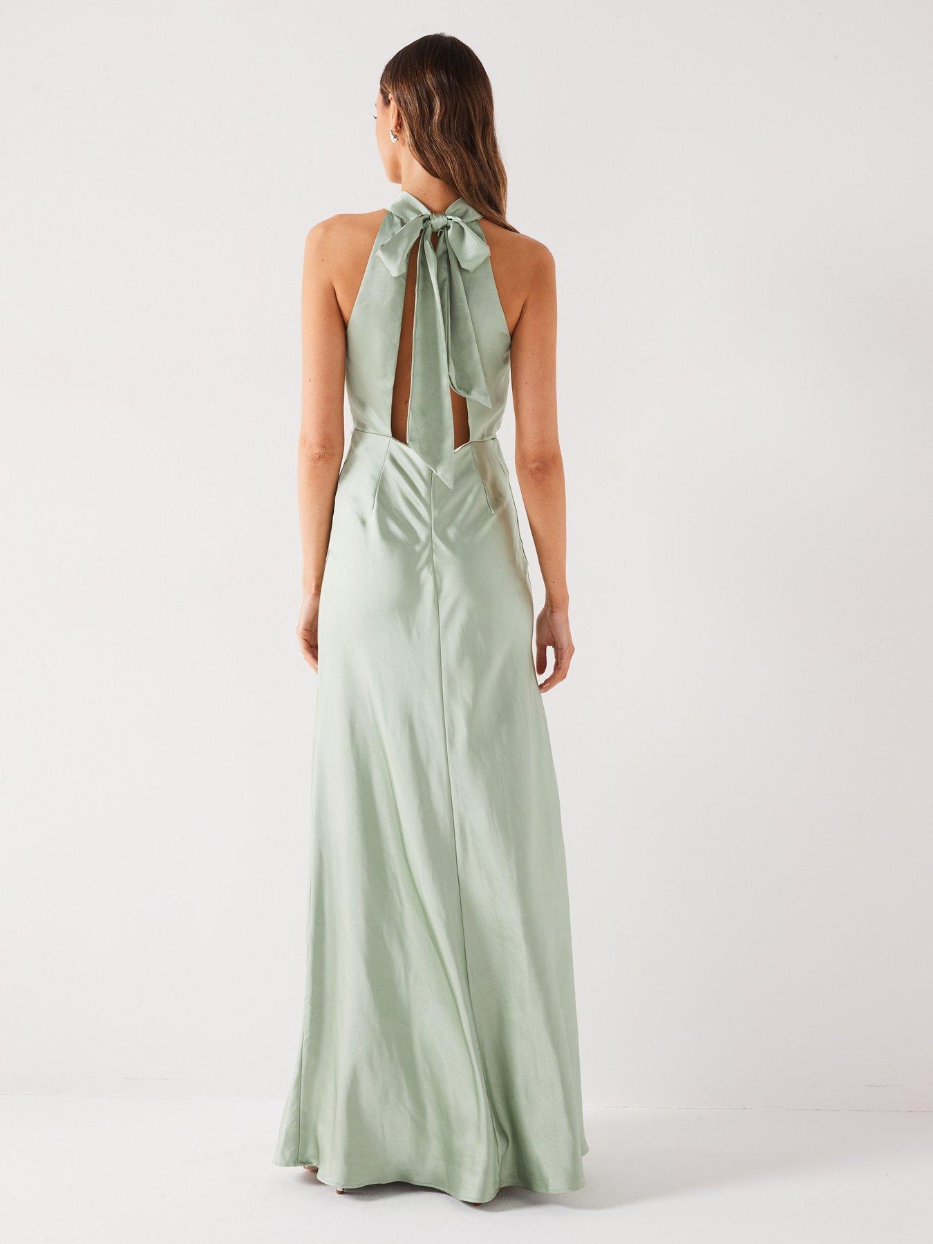 six-stories-halter-neck-satin-bridesmaid-dress-sagestillFront