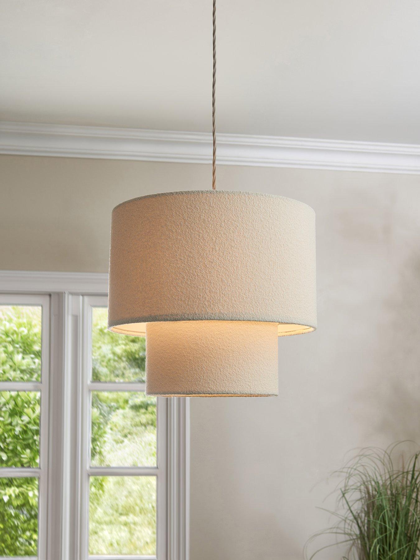 very-home-boucle-2-tier-easy-fit-lightshade-in-whitefront