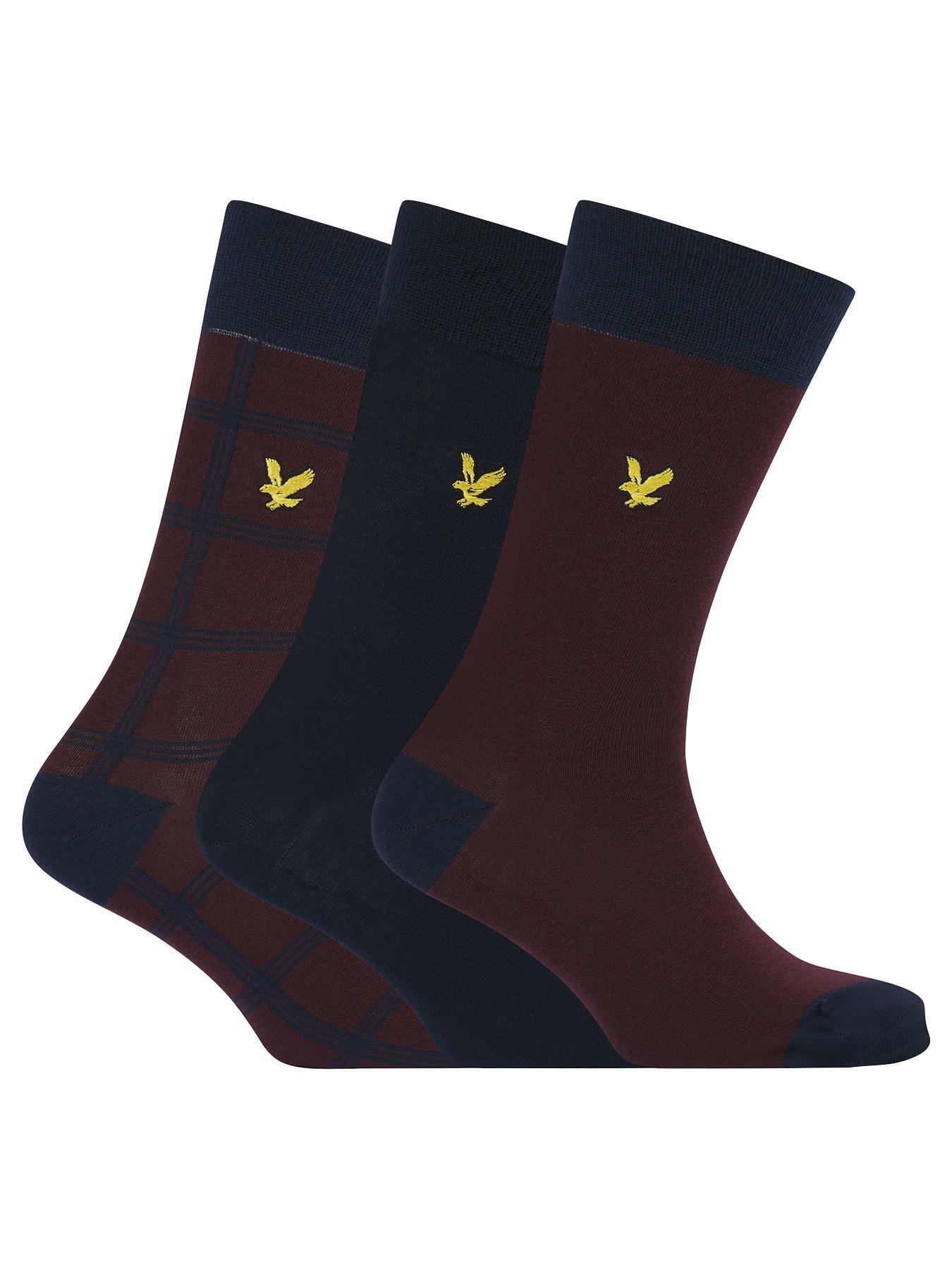 lyle-scott-lyle-amp-scott-otto-3-pack-check-dress-crew-socks-red