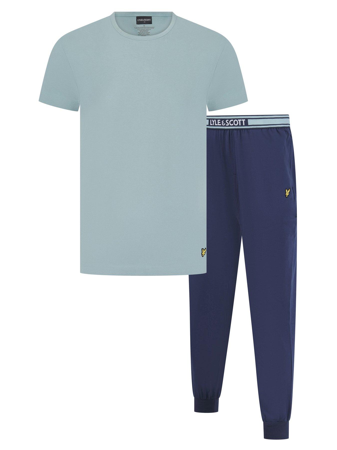 lyle-scott-lyle-amp-scott-cash-t-shirt-and-cuffed-bottoms-lounge-set-blue