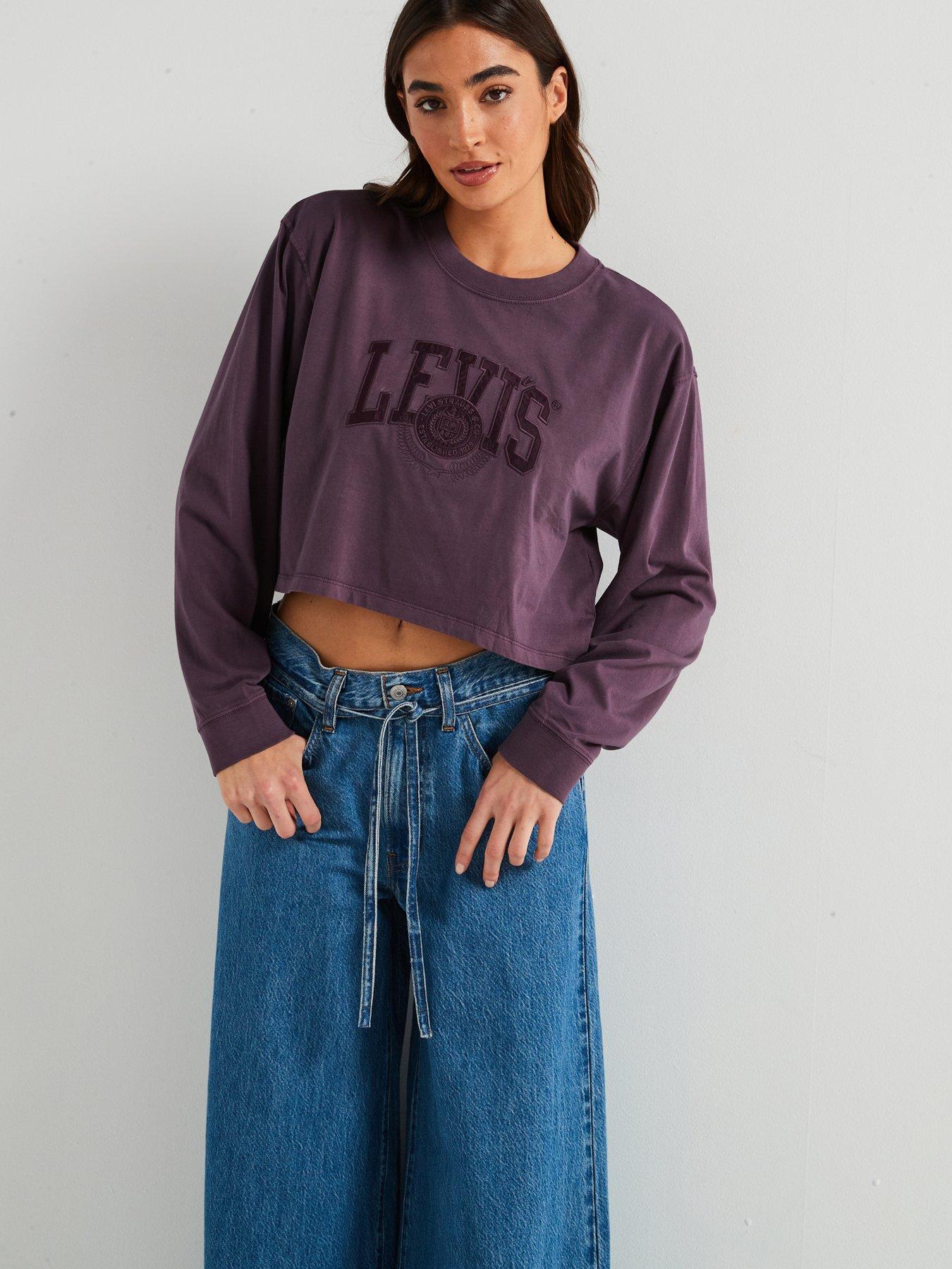 levis-crop-long-sleeve-football-t-shirt-applique-varisty-logo-purple