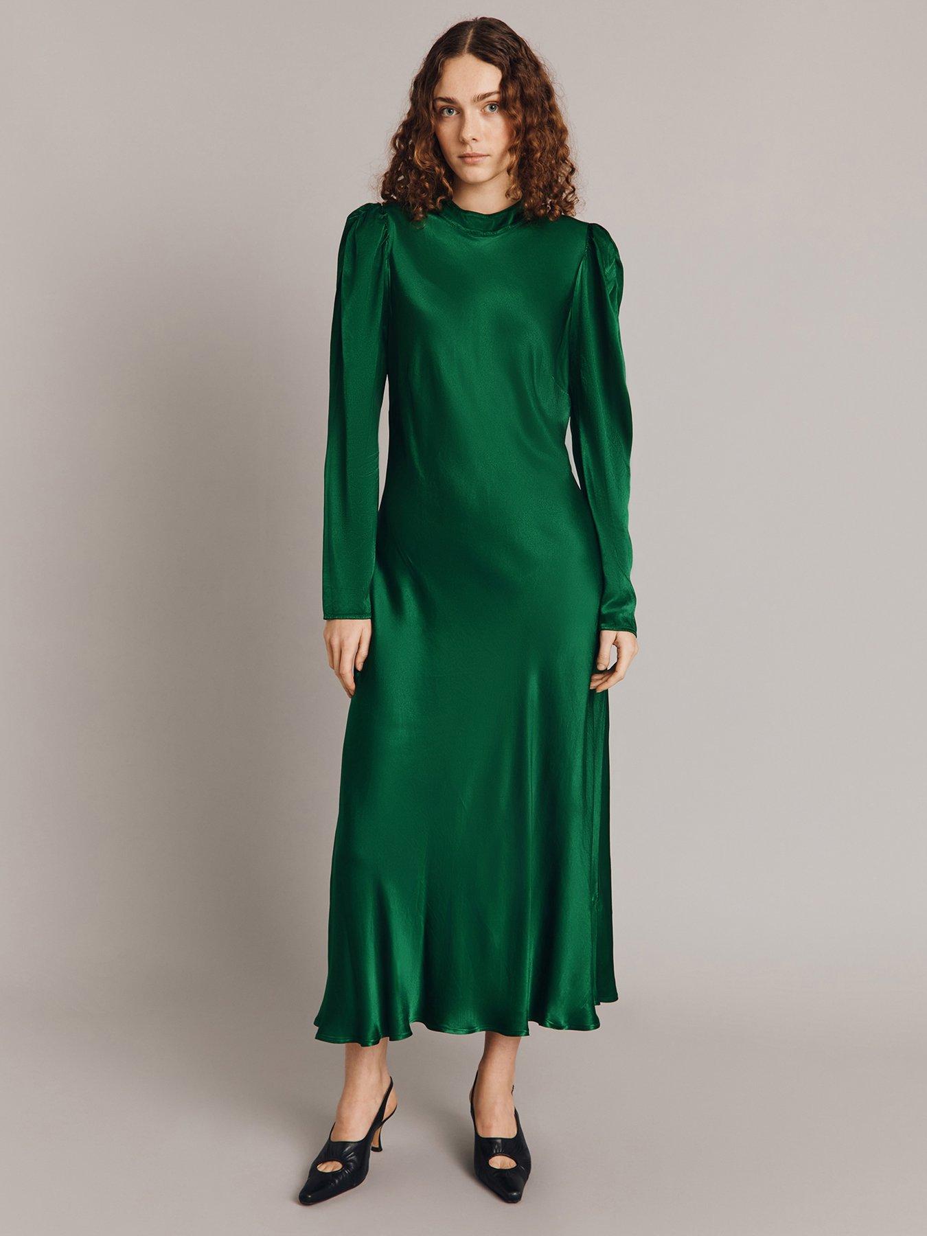 Green long best sale slip dress