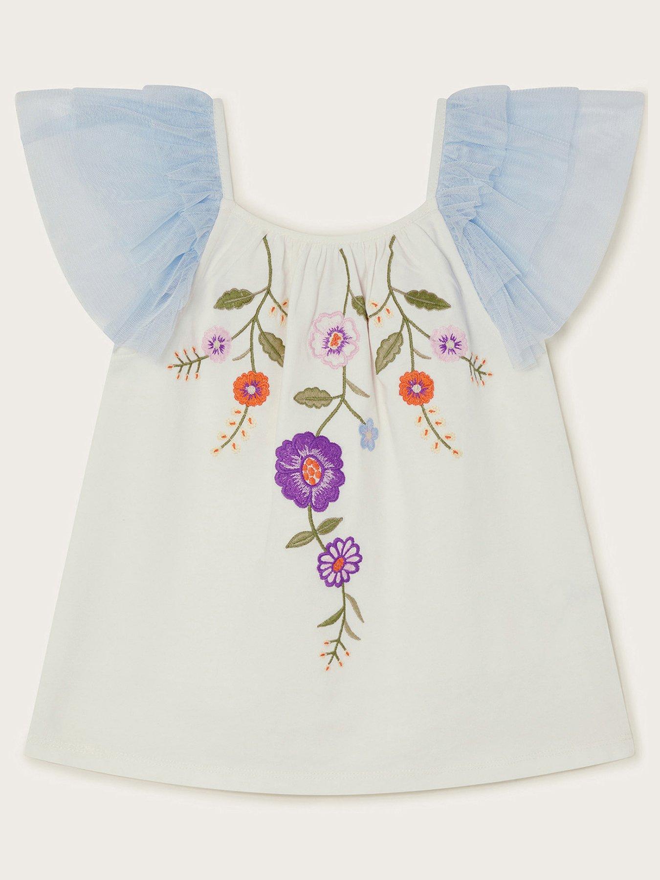 Image 1 of 3 of Monsoon Girls Embroidered Top - Blue