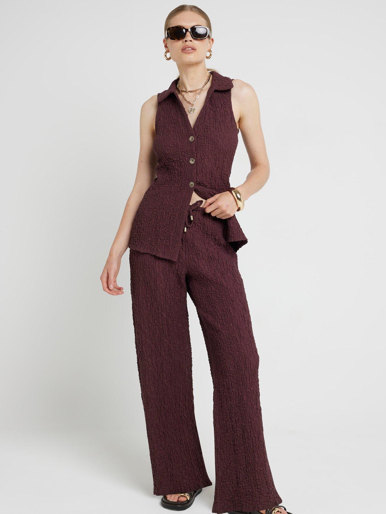 river-island-textured-wide-leg-trouser-dark-red